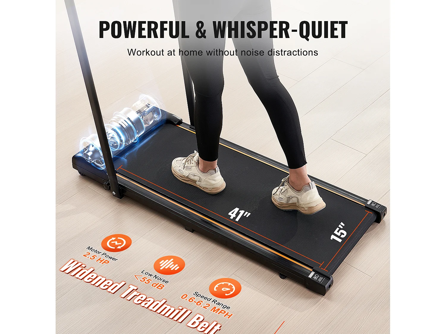 Tapis de Course SucceBuy, Sous le Bureau avec Poignée pour la Maison, pour Activité Légère ou  Course Vigoureuse