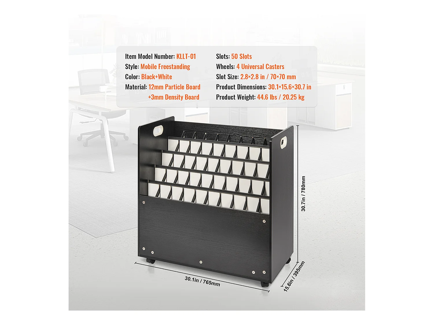 Support de Rangement Mobile en Bois pour Plans SucceBuy, 50 Emplacements, Stockage Organisé des Documents