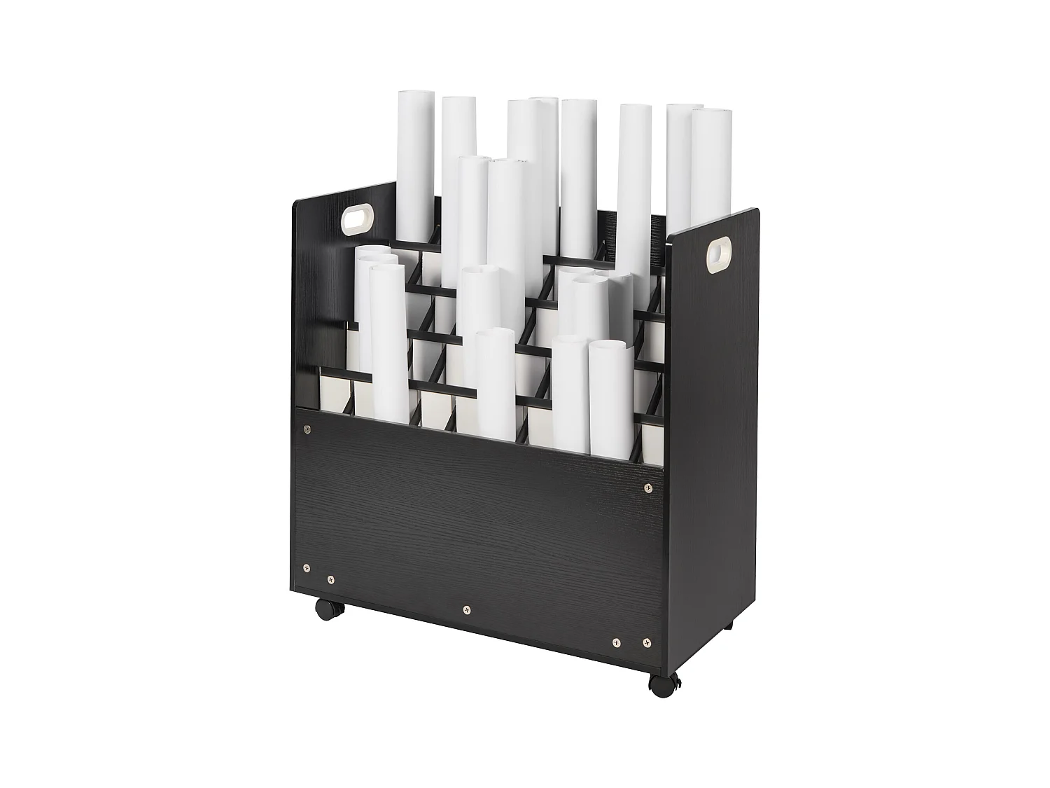 Support de Rangement Mobile en Bois pour Plans SucceBuy, 50 Emplacements, Stockage Organisé des Documents