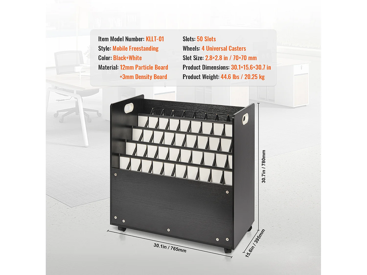 Support de Rangement Mobile en Bois pour Plans SucceBuy, 50 Emplacements, Stockage Organisé des Documents