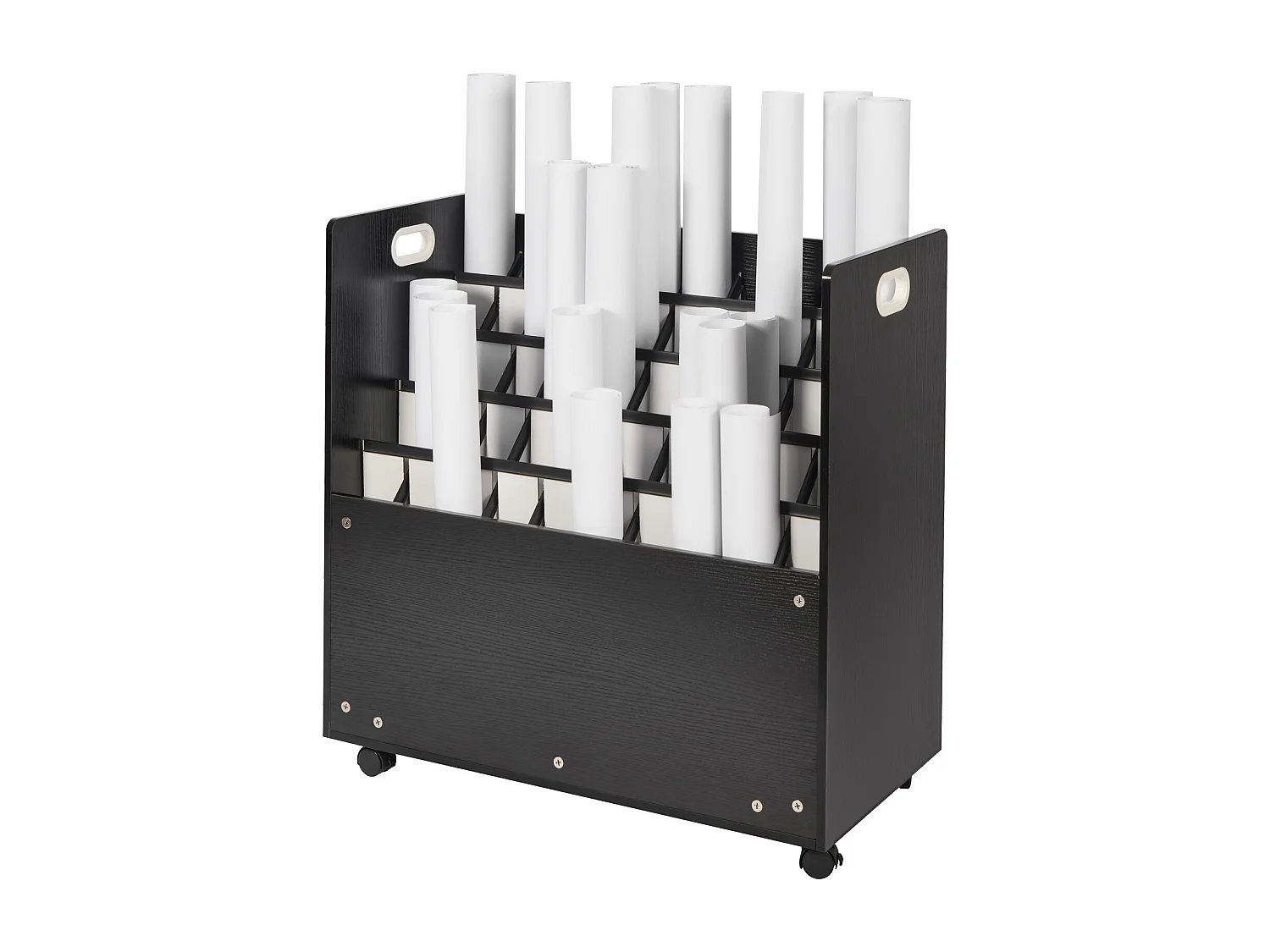 Support de Rangement Mobile en Bois pour Plans SucceBuy, 50 Emplacements, Stockage Organisé des Documents
