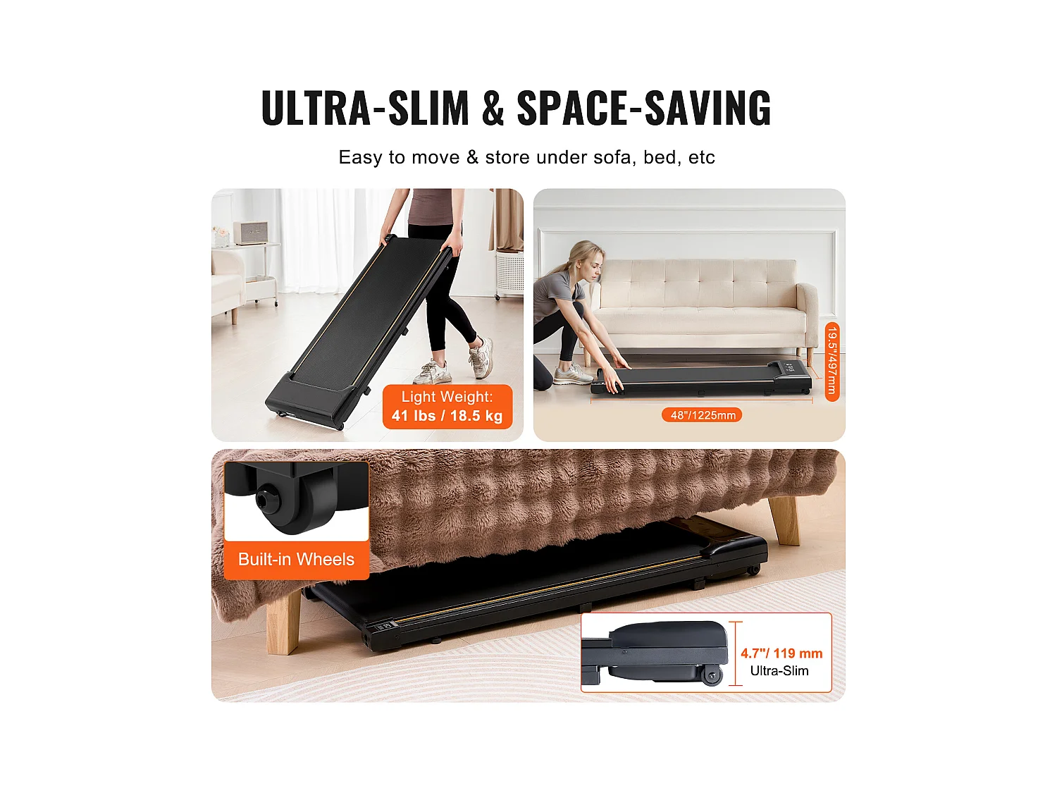 Tapis de marche sous le bureau SucceBuy, Tapis de Course Incliné pour la Maison, le Bureau, le Travail, le Jogging