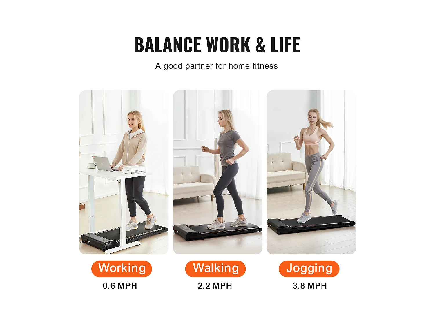 Tapis de marche sous le bureau SucceBuy, Tapis de Course Incliné pour la Maison, le Bureau, le Travail, le Jogging