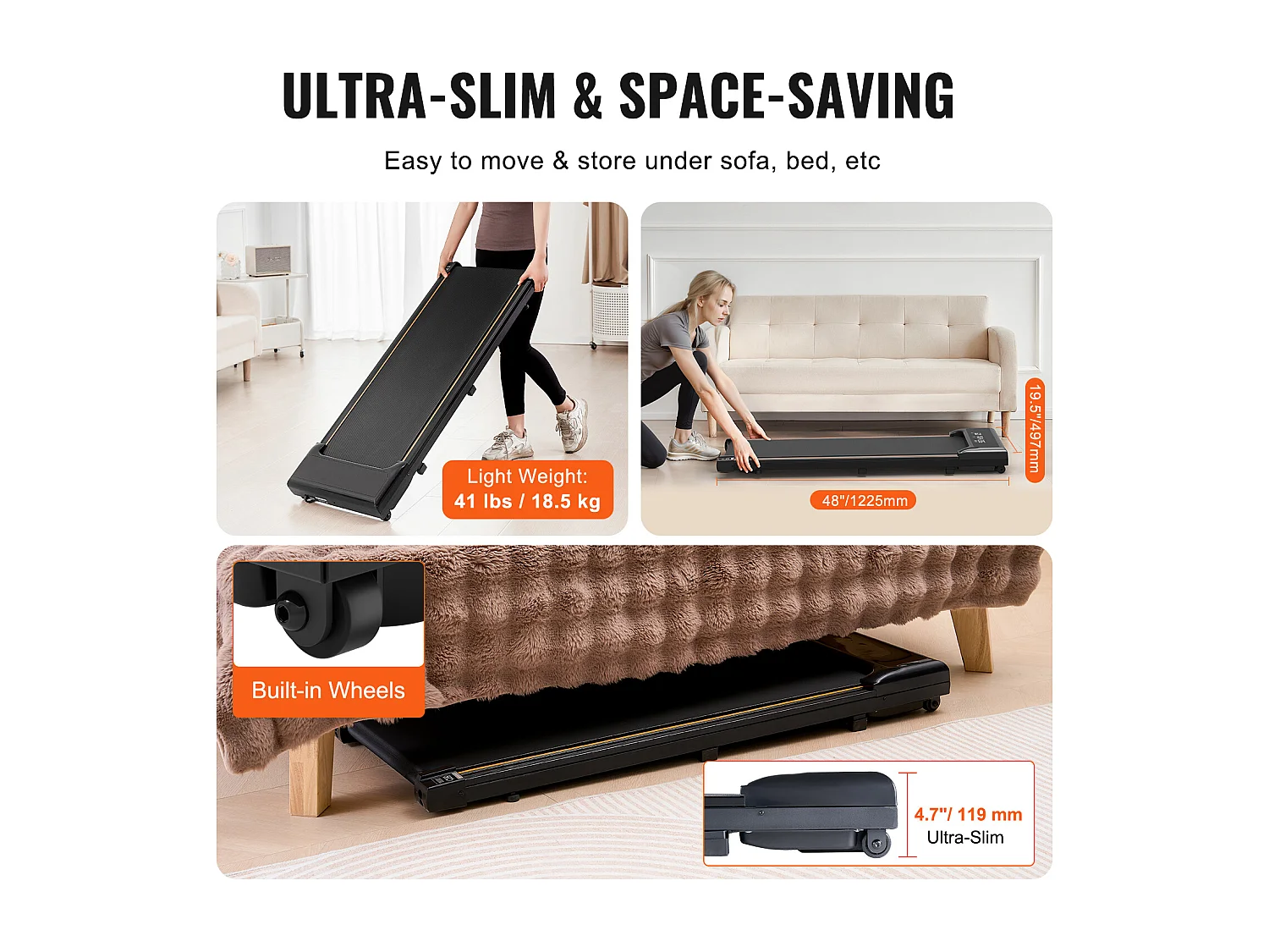 Tapis de marche sous le bureau SucceBuy, Tapis de Course Incliné pour la Maison, le Bureau, le Travail, le Jogging