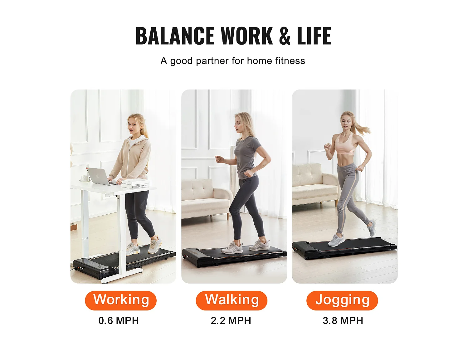 Tapis de marche sous le bureau SucceBuy, Tapis de Course Incliné pour la Maison, le Bureau, le Travail, le Jogging