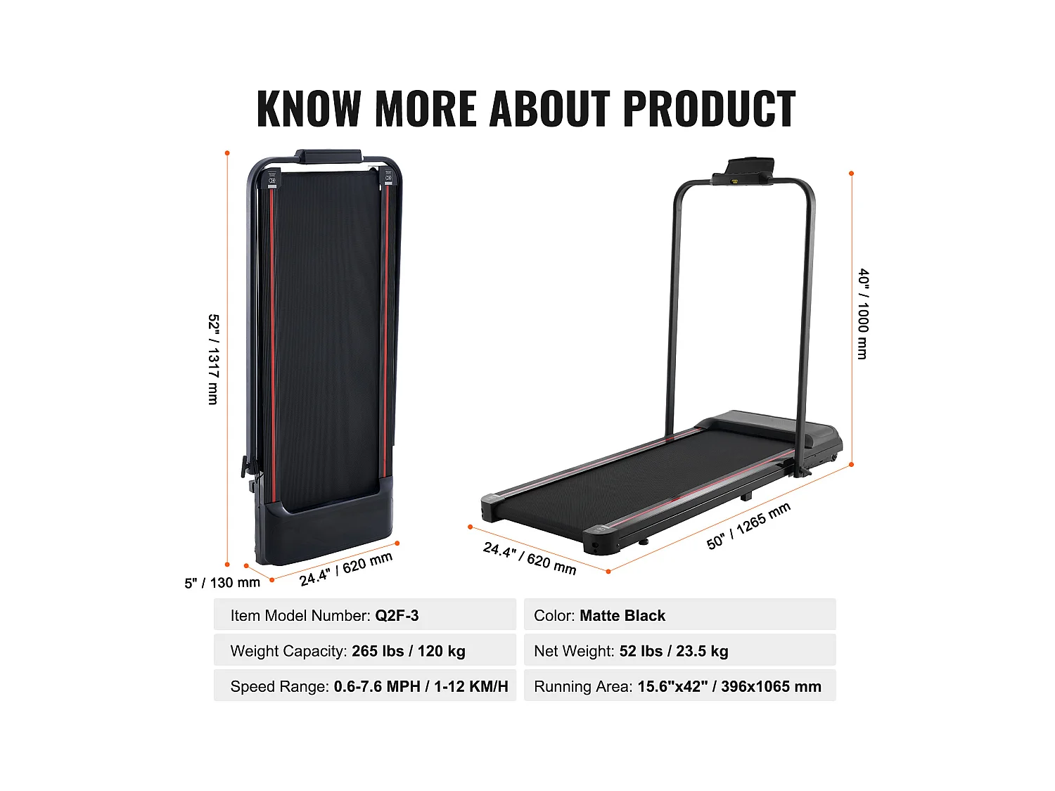 Tapis de Course SucceBuy, Sous le Bureau avec Poignée pour la Maison, pour Activité Légère ou  Course Vigoureuse