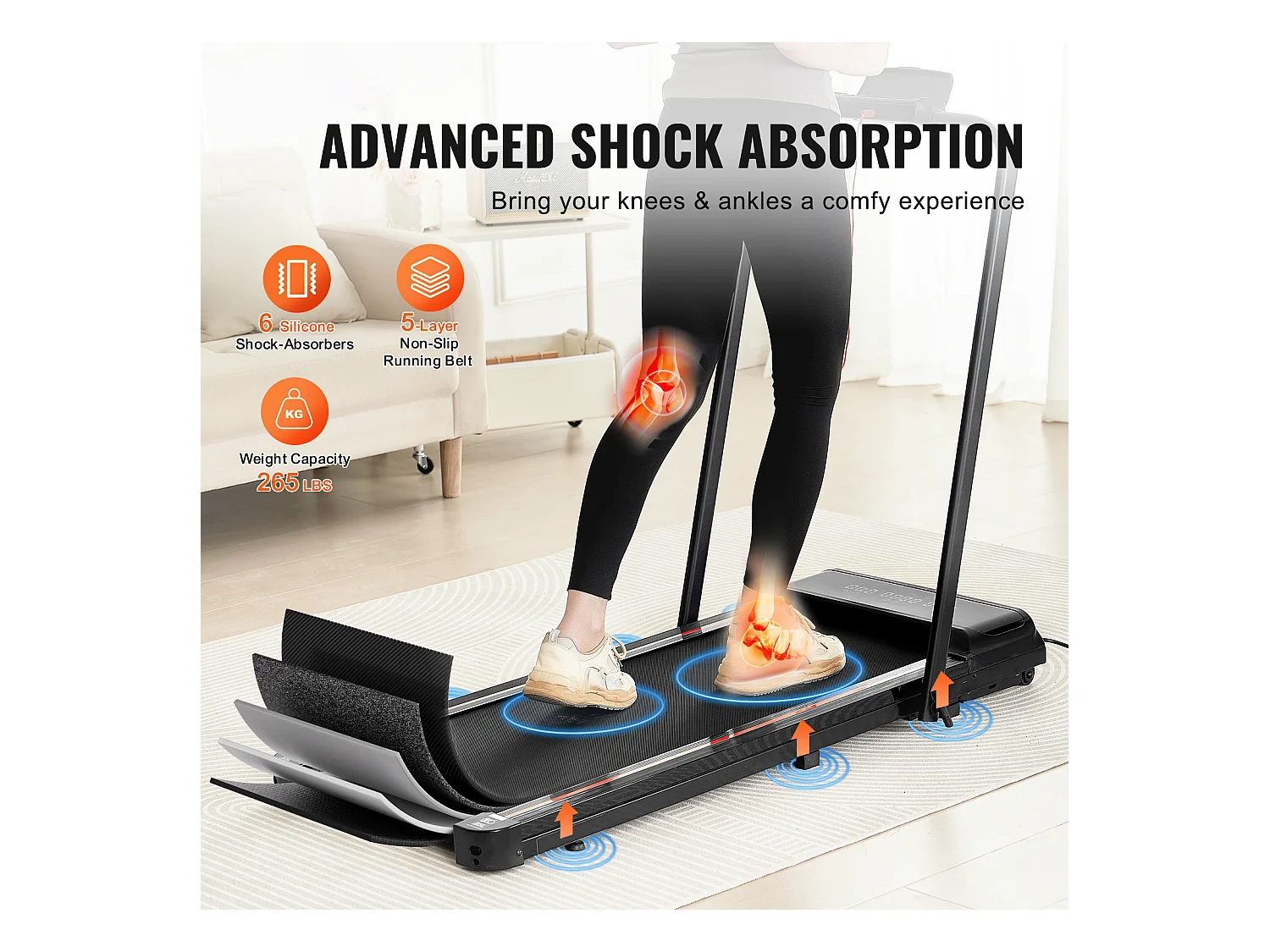 Tapis de Course SucceBuy, Sous le Bureau avec Poignée pour la Maison, pour Activité Légère ou  Course Vigoureuse