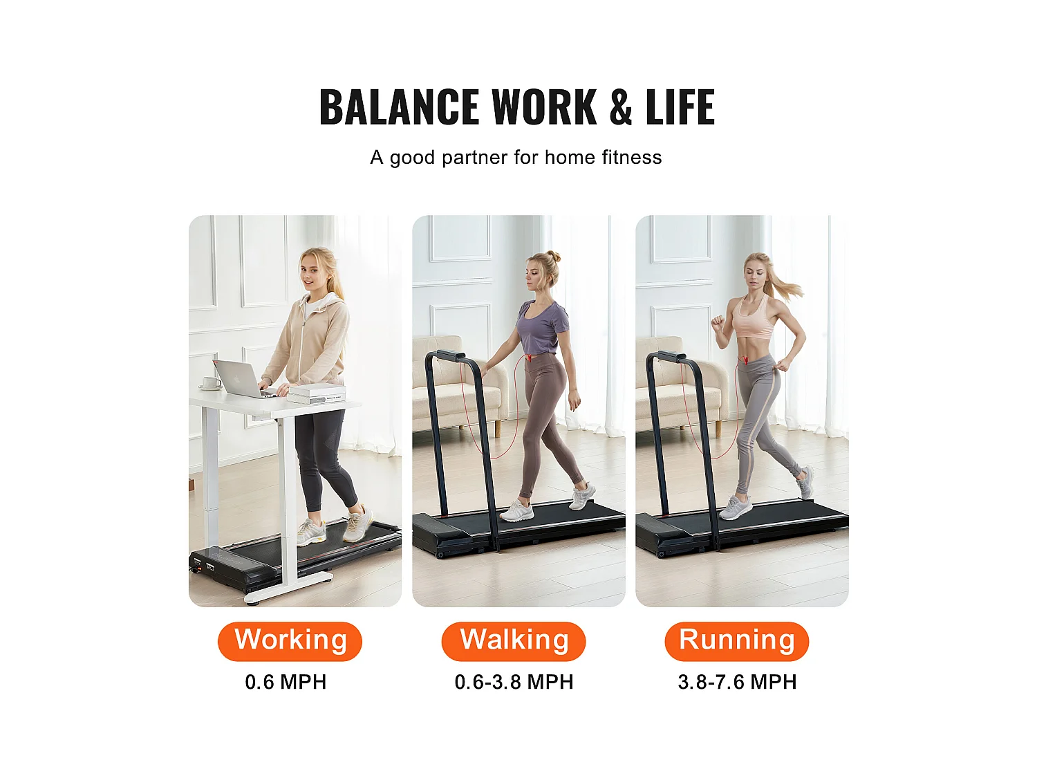 Tapis de Course SucceBuy, Sous le Bureau avec Poignée pour la Maison, pour Activité Légère ou  Course Vigoureuse