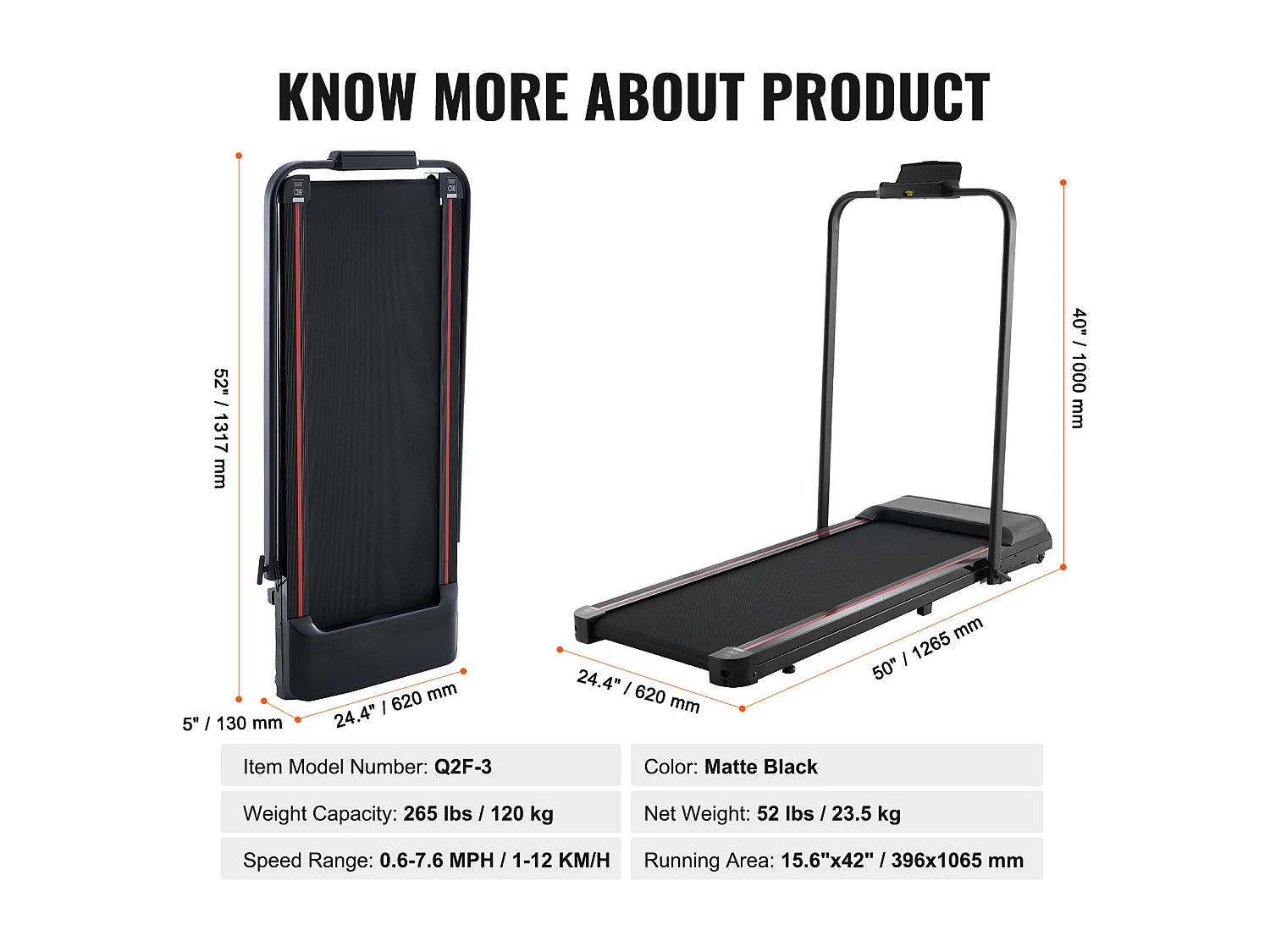 Tapis de Course SucceBuy, Sous le Bureau avec Poignée pour la Maison, pour Activité Légère ou  Course Vigoureuse