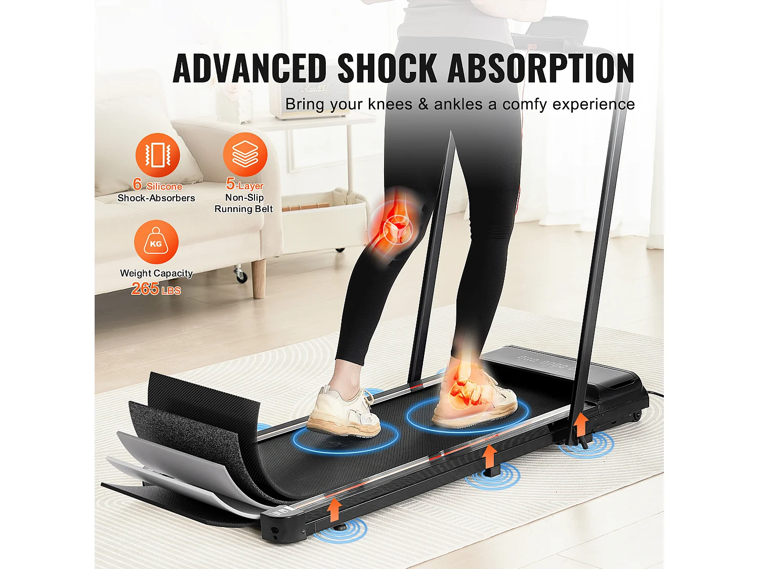 Tapis de Course SucceBuy, Sous le Bureau avec Poignée pour la Maison, pour Activité Légère ou  Course Vigoureuse