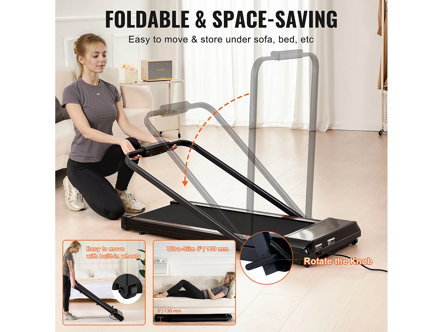 Tapis de Course SucceBuy, Sous le Bureau avec Poignée pour la Maison, pour Activité Légère ou  Course Vigoureuse