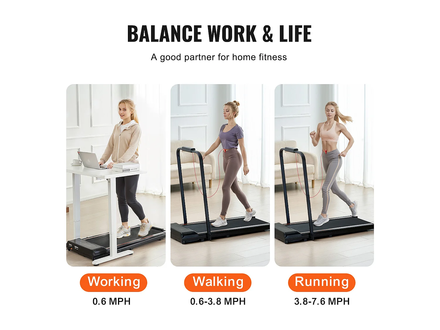 Tapis de Course SucceBuy, Sous le Bureau avec Poignée pour la Maison, pour Activité Légère ou  Course Vigoureuse