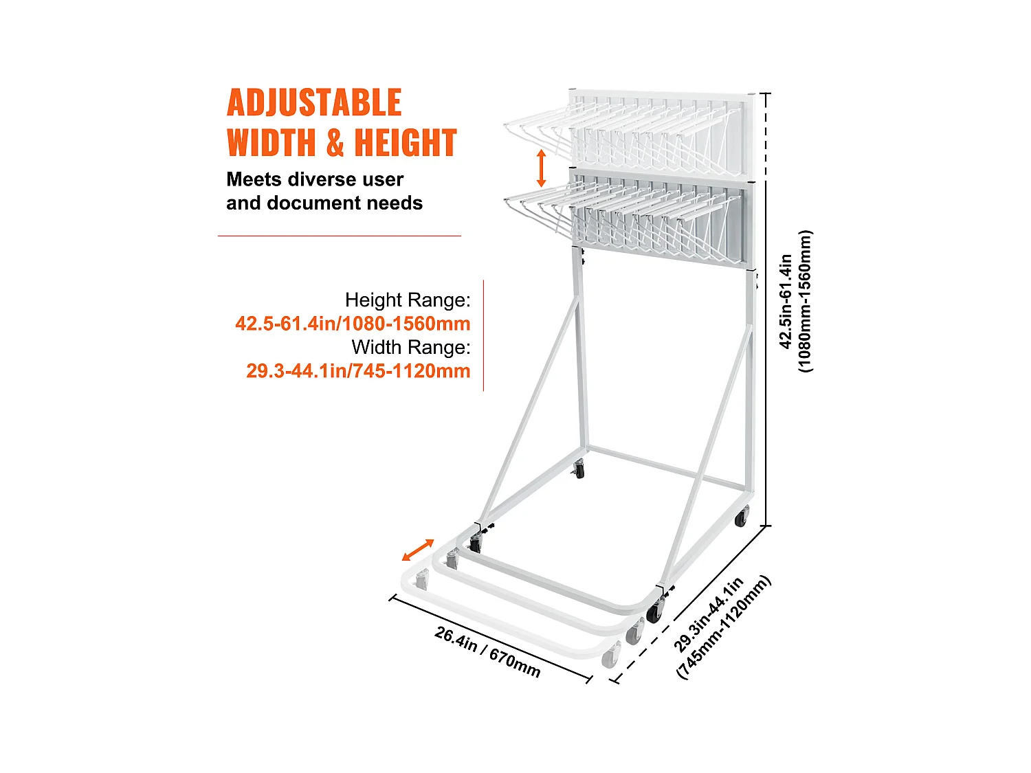 Support de Rangement Mobile SucceBuy, 12 Supports Pivotants, Hauteur et Largeur Réglables pour le Bureau/la Maison