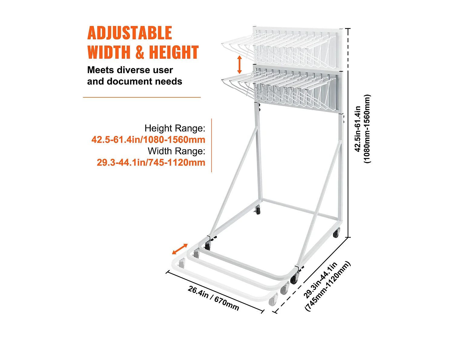 Support de Rangement Mobile SucceBuy, 12 Supports Pivotants, Hauteur et Largeur Réglables pour le Bureau/la Maison