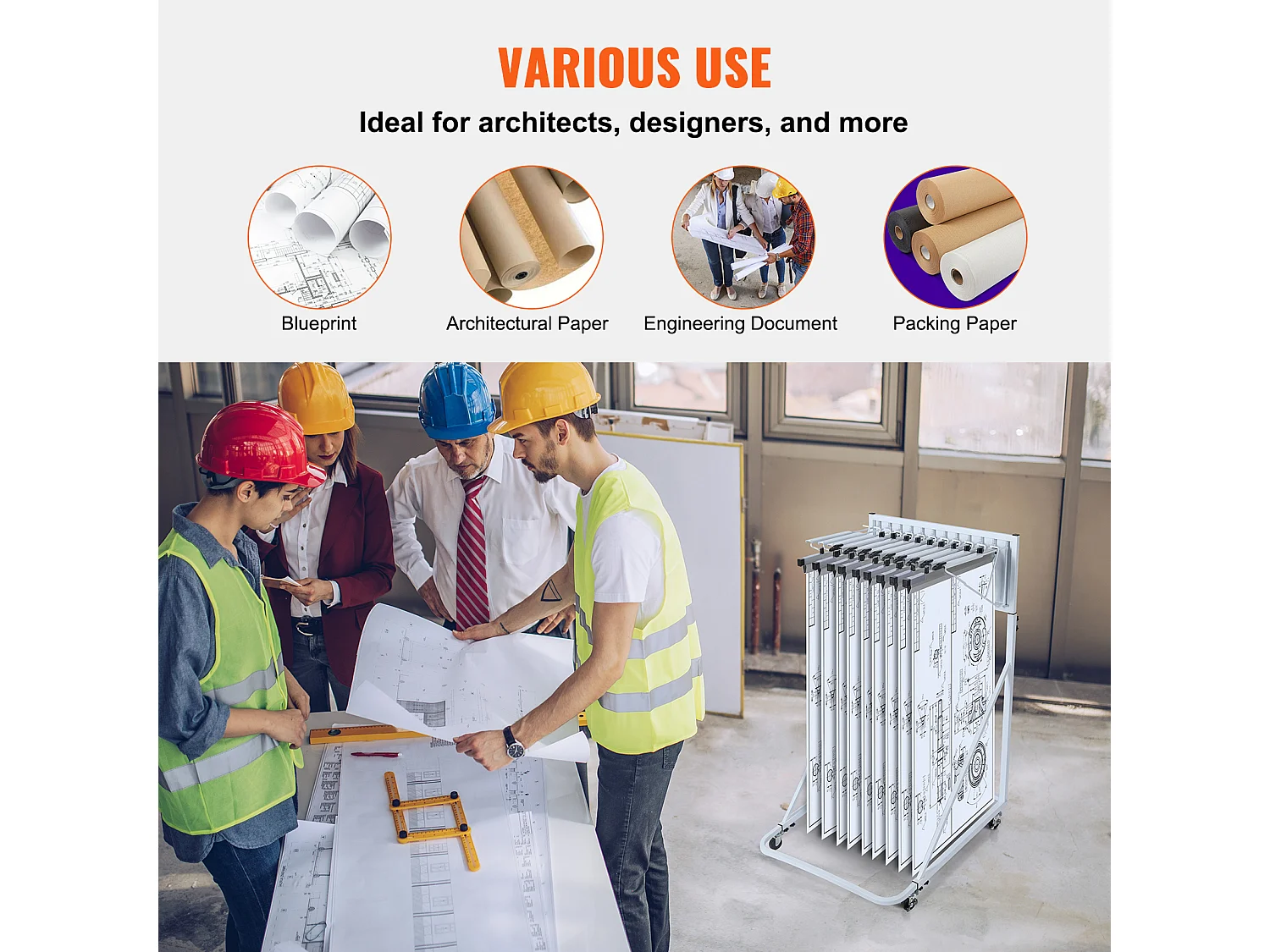 Support de Rangement Mobile SucceBuy, 12 Supports Pivotants, Hauteur et Largeur Réglables pour le Bureau/la Maison