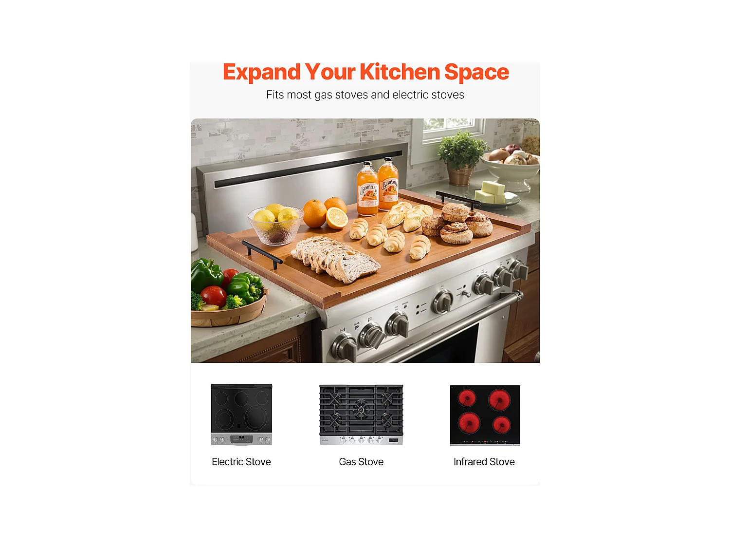 Planche à Découper, Housse Protection pour Cuisinière à Gaz SucceBuy, Planche Bois de Pin, 76,2 x 56 cm