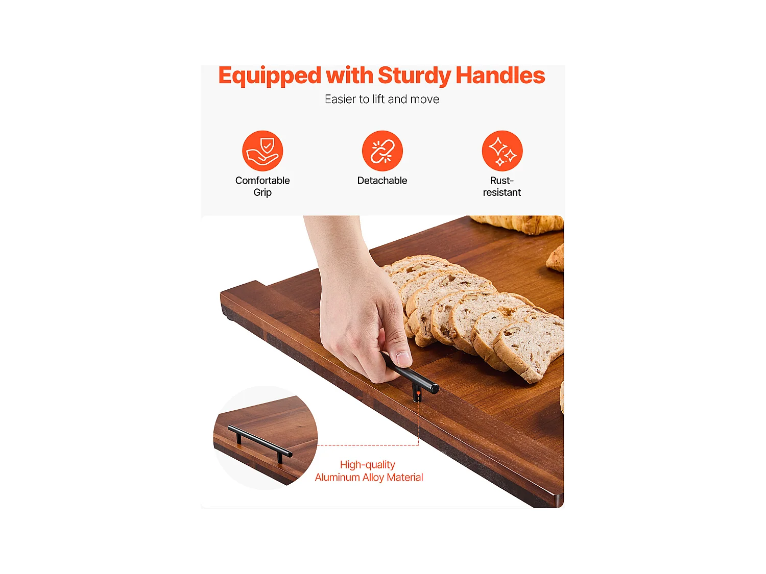 Grande Planche à Découper, Housse Protection pour Cuisinière à Gaz SucceBuy, Bois d'Acacia Couleur Bois Foncé