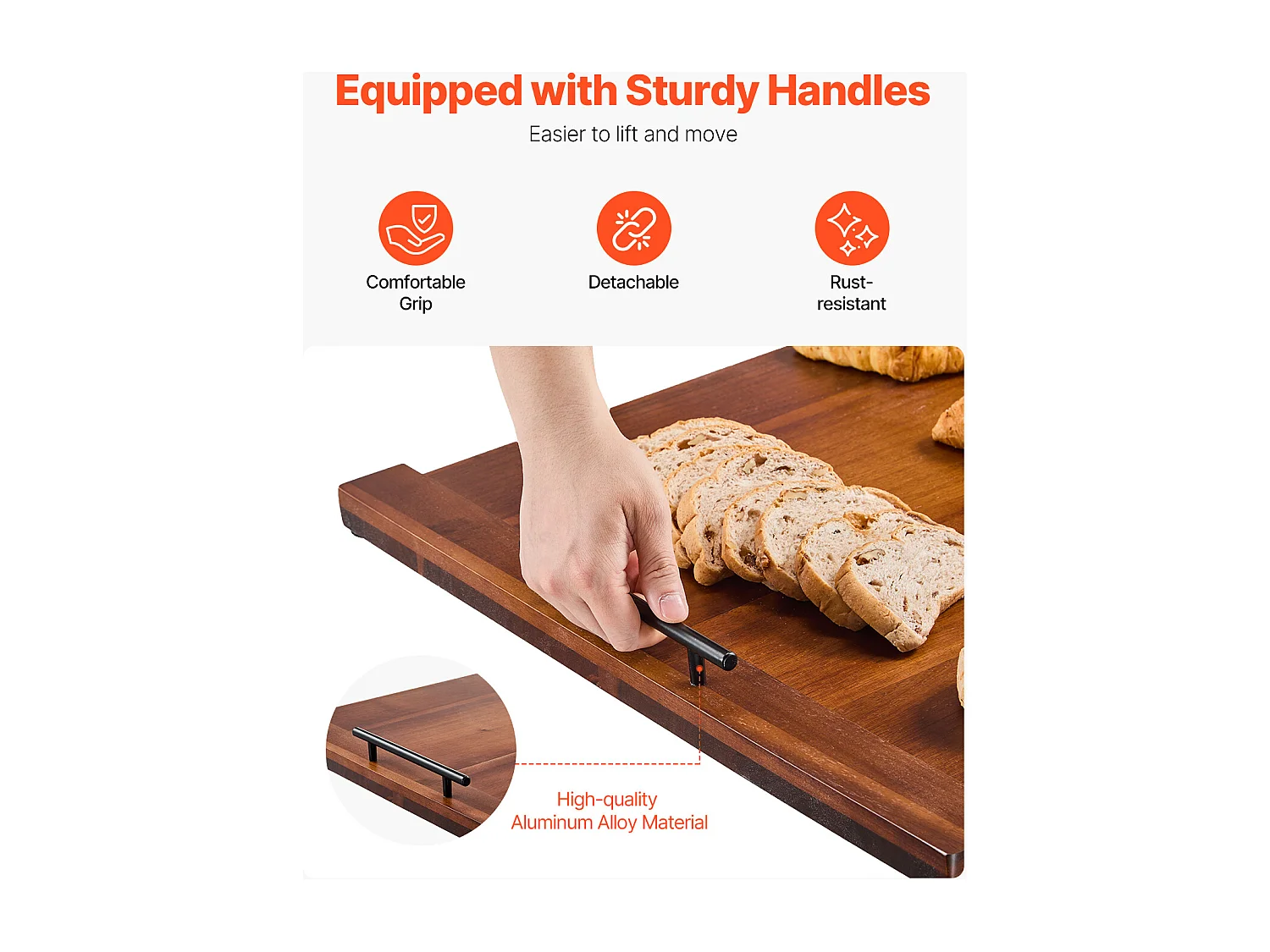 Grande Planche à Découper, Housse Protection pour Cuisinière à Gaz SucceBuy, Bois d'Acacia Couleur Bois Foncé