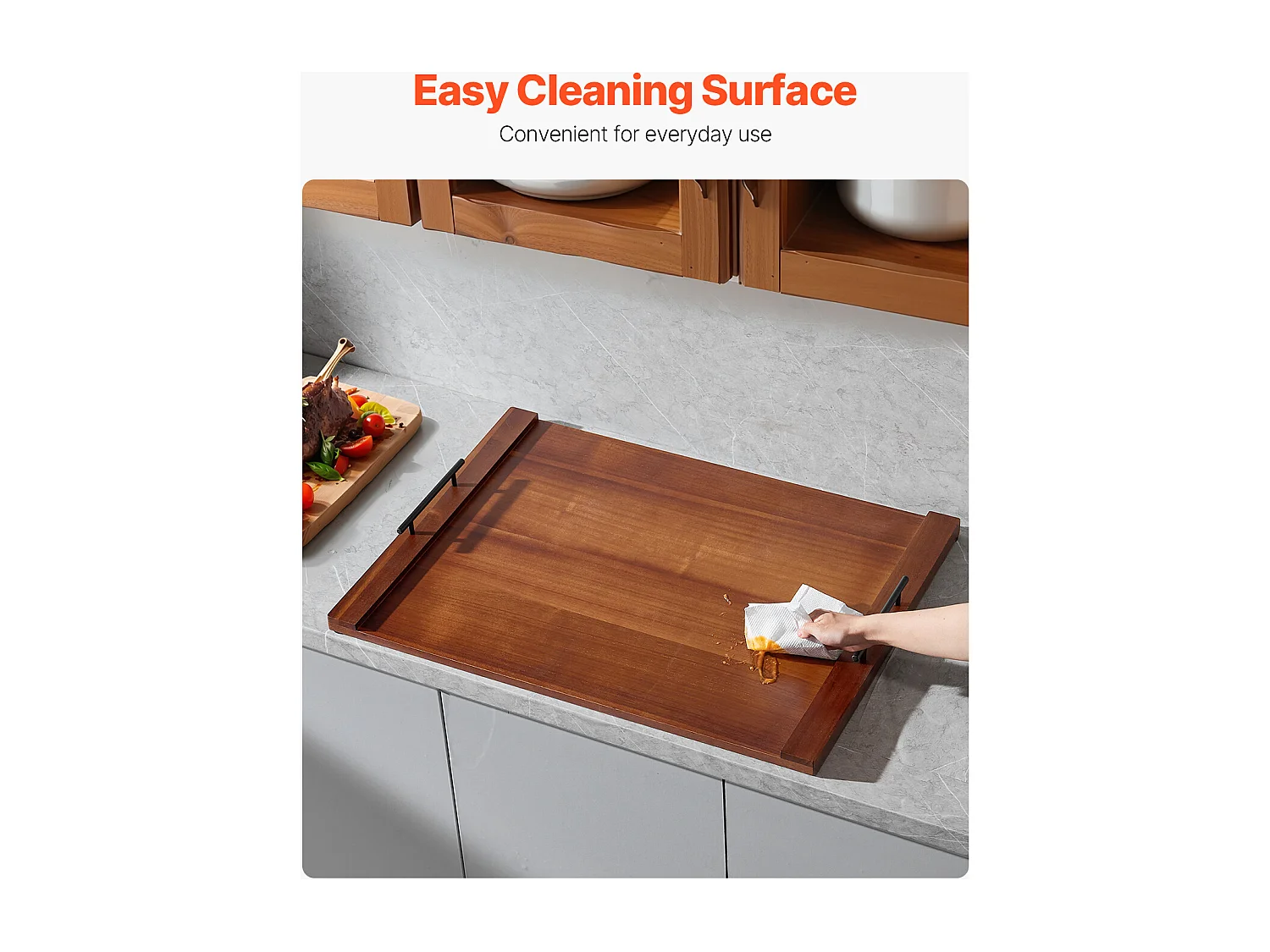 Grande Planche à Découper, Housse Protection pour Cuisinière à Gaz SucceBuy, Bois d'Acacia Couleur Bois Foncé