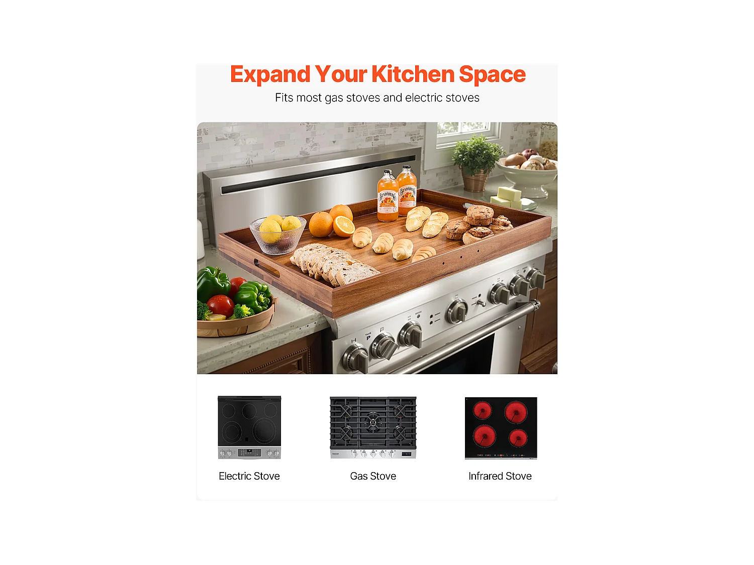 Planche à Découper, Housse Protection pour Cuisinière à Gaz SucceBuy, Planche à Découper Bois d'Acacia
