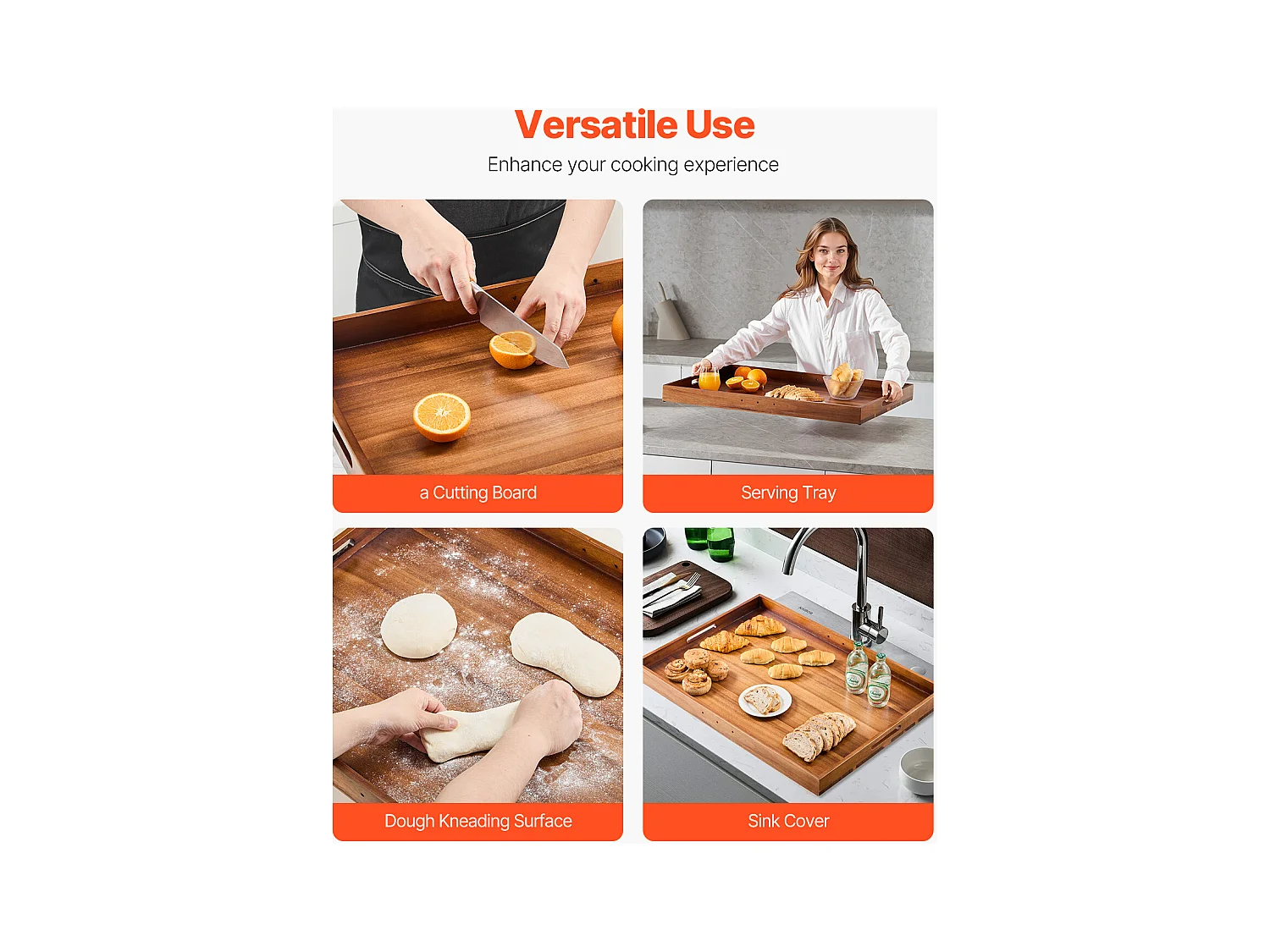 Planche à Découper, Housse Protection pour Cuisinière à Gaz SucceBuy, Planche à Découper Bois d'Acacia