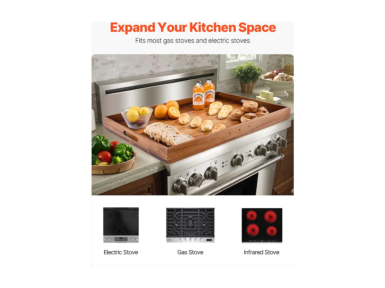 Planche à Découper, Housse Protection pour Cuisinière à Gaz SucceBuy, Planche à Découper Bois d'Acacia