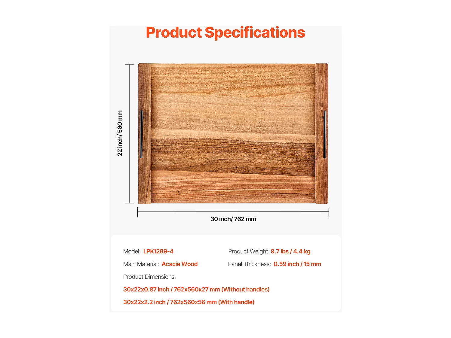 Copertura Protettiva per Cucina a Gas SucceBuy, Tagliere di Legno di Acacia,76,2 x 56 cm