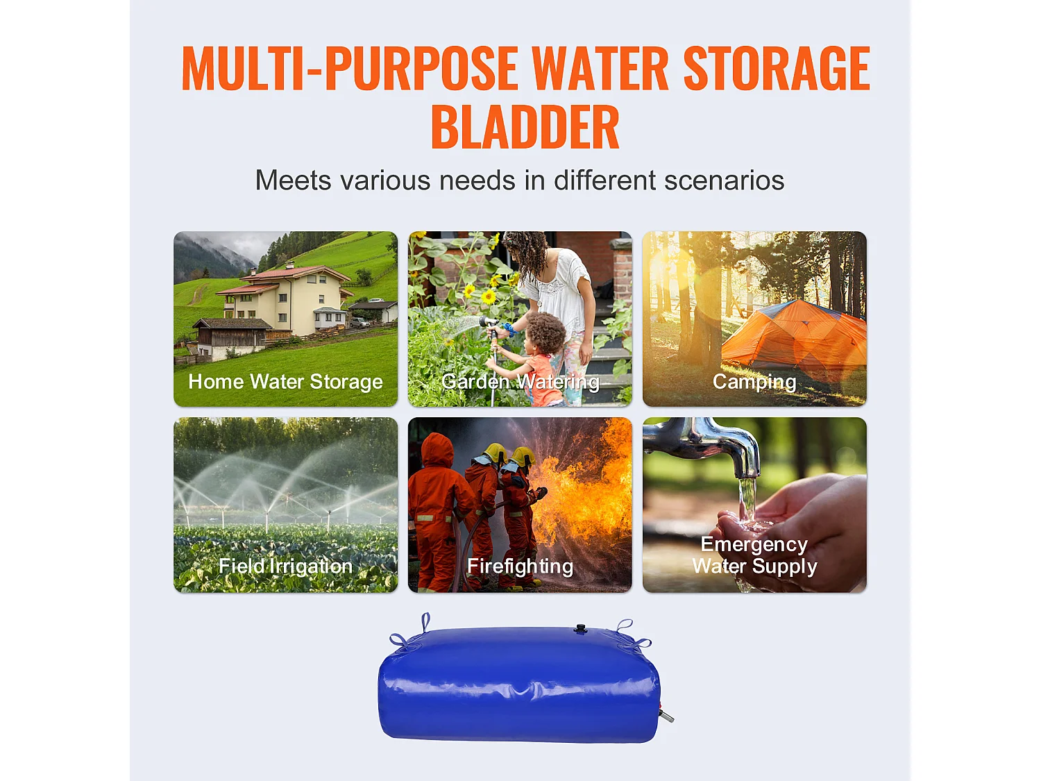 Tanque de Água Portátil SucceBuy de 330L, Dobrável em PVC 1000D, Tanque de Água para Caravana, Grande Capacidade, Portátil, Prevenção de Incêndios, Camping