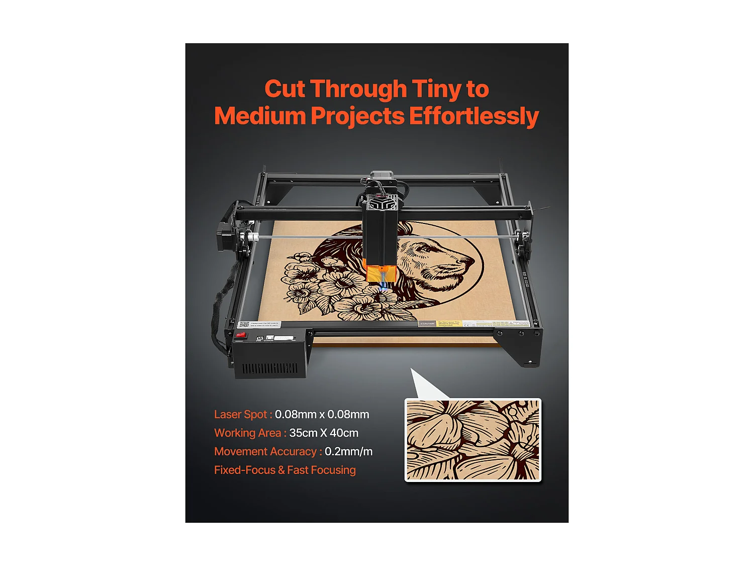 Machine à Graver Laser Graveur Laser SucceBuy 20 W Point Compressé Protection Yeux