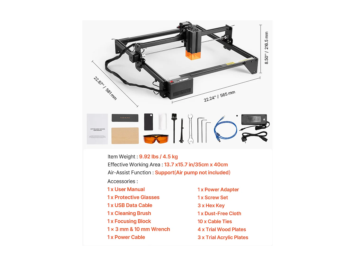 Máquina para Gravação a Laser Gravador Laser SucceBuy 20 W Ponto Comprimido Proteção Ocular
