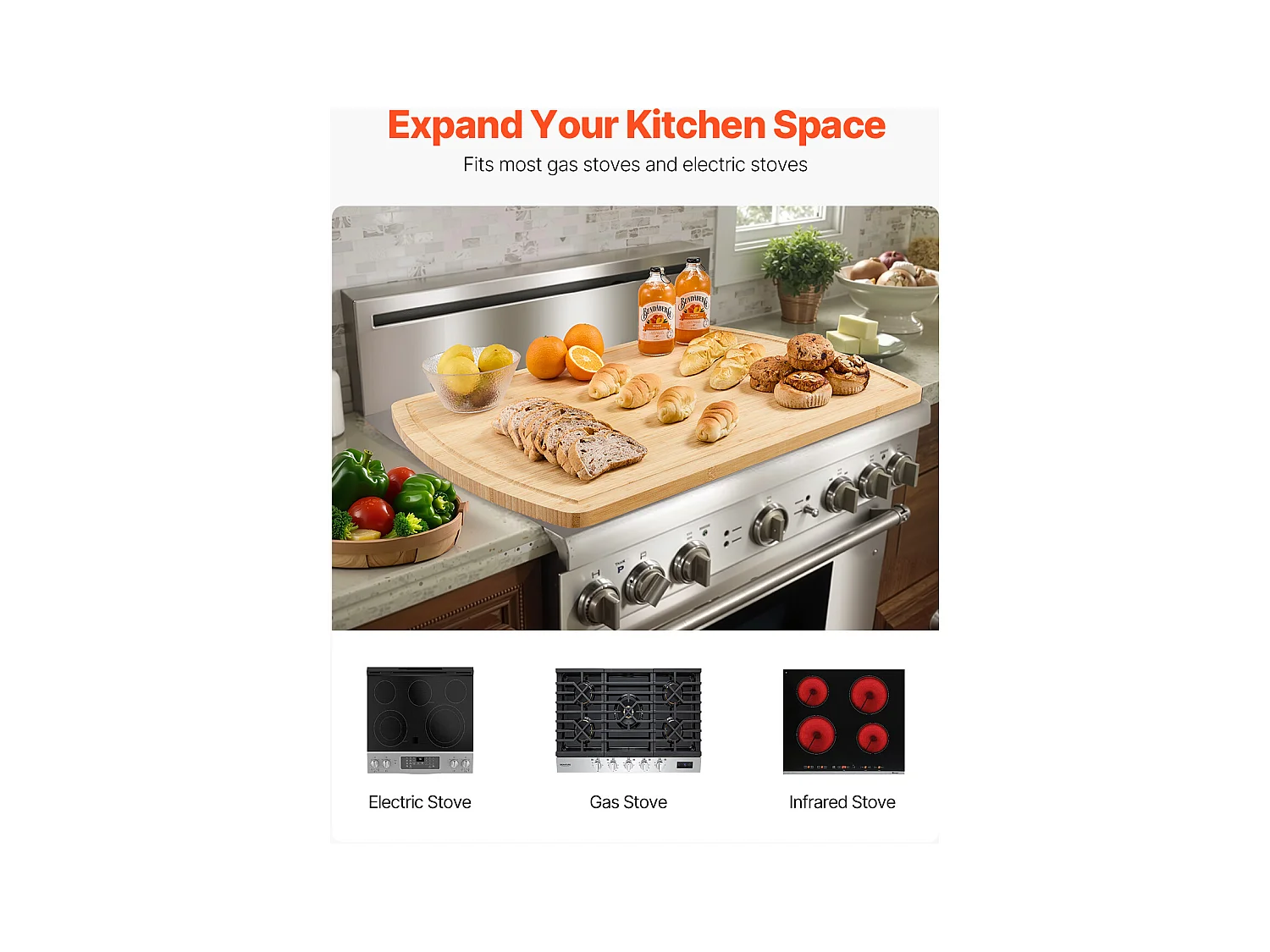 Planche à Découper, Housse Protection pour Cuisinière à Gaz SucceBuy, Planche à Nouilles, 76,5 x 56 cm