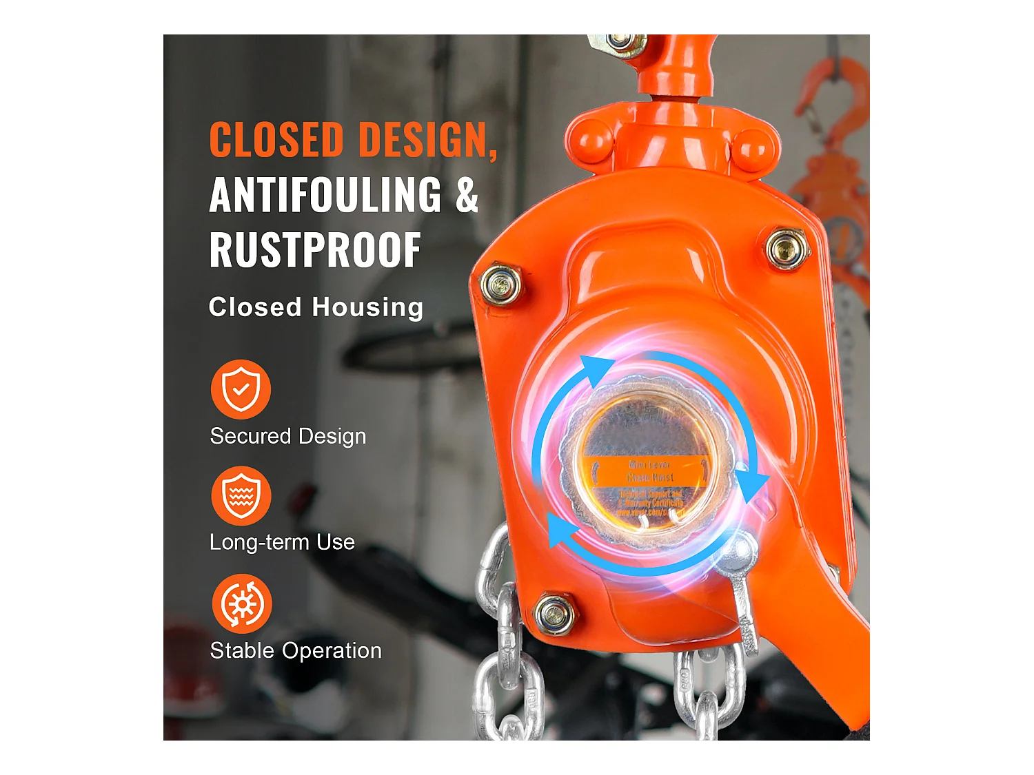 Palan à Chaîne à Levier SucceBuy, Capacité de 499 kg, 152,4 cm, Élévateur à Cliquet G80