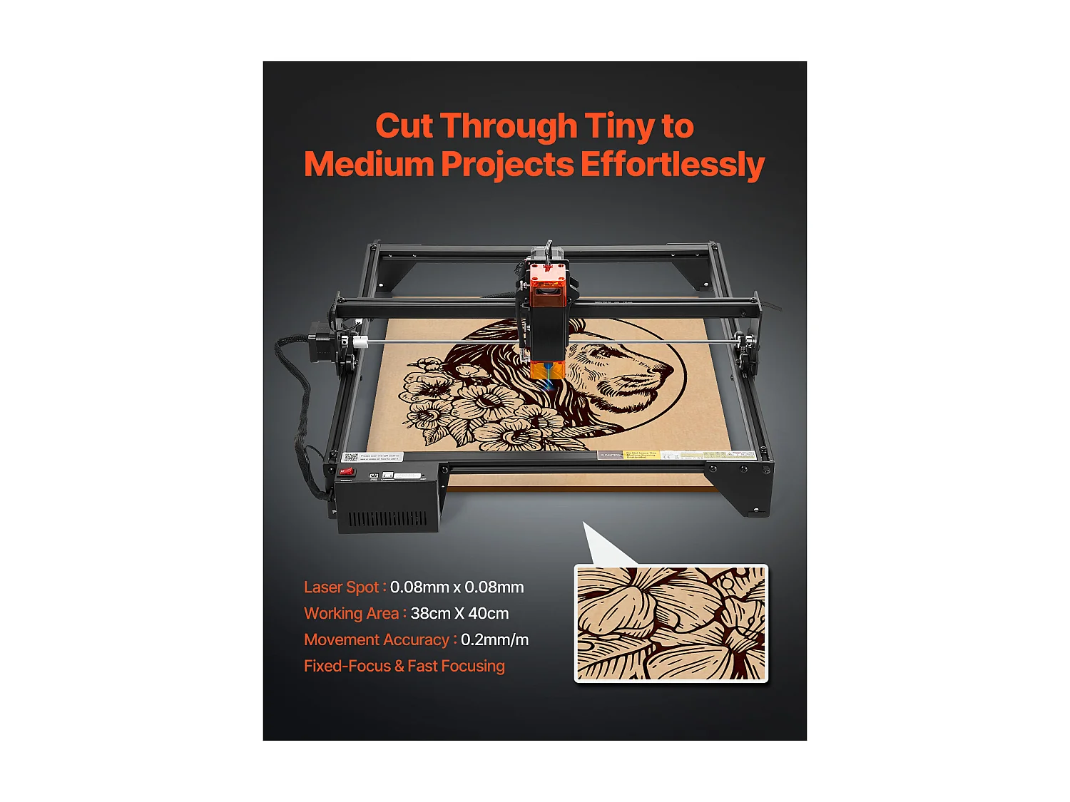 Machine à Graver Laser Graveur Laser SucceBuy 10 W Point Compressé Protection Yeux