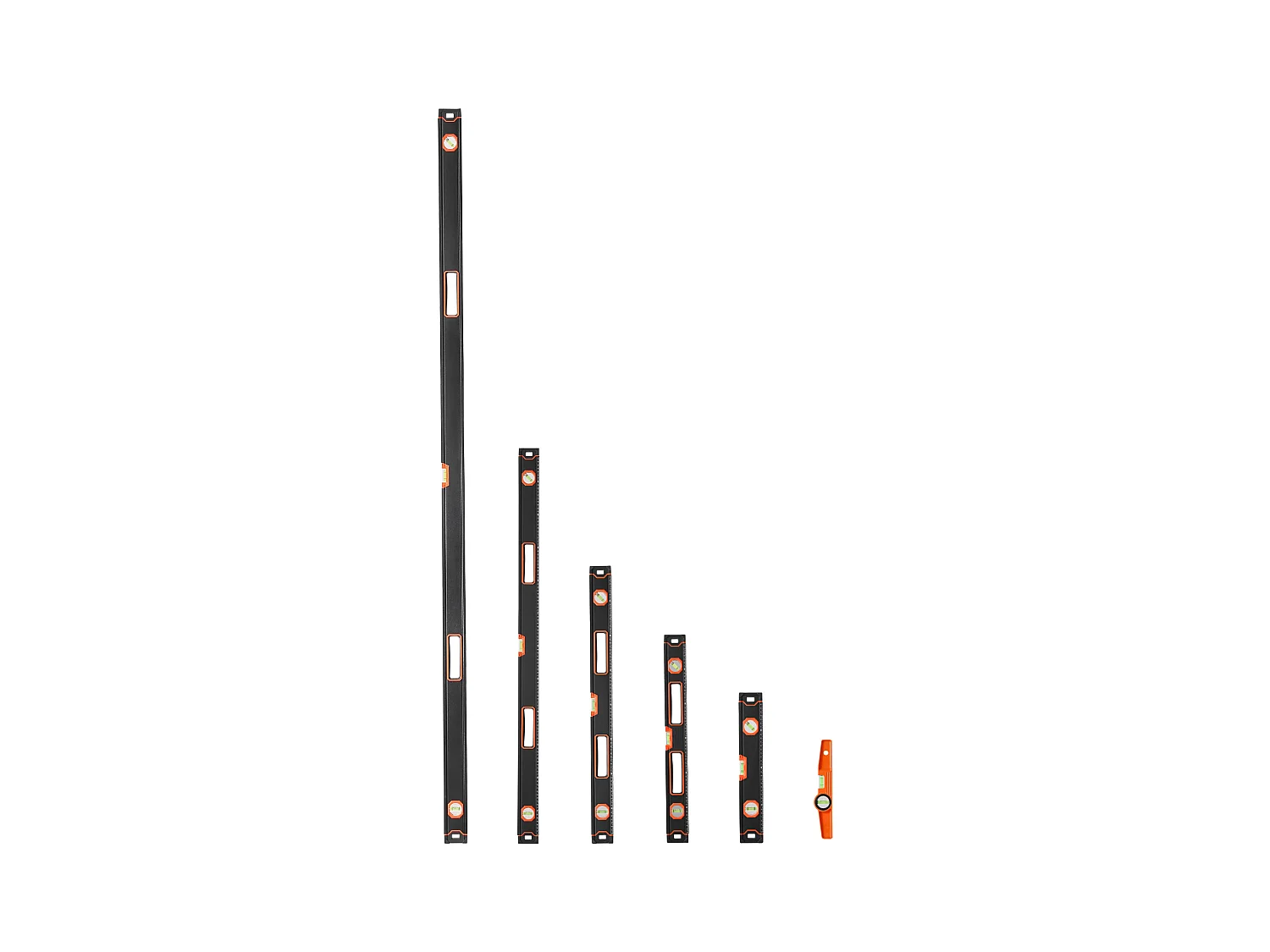 Niveau à Torpille Magnétique SucceBuy, Niveaux Magnétiques, avec Fioles à Bulle, 6 Pièces, 198/122/81/61/41/25 cm