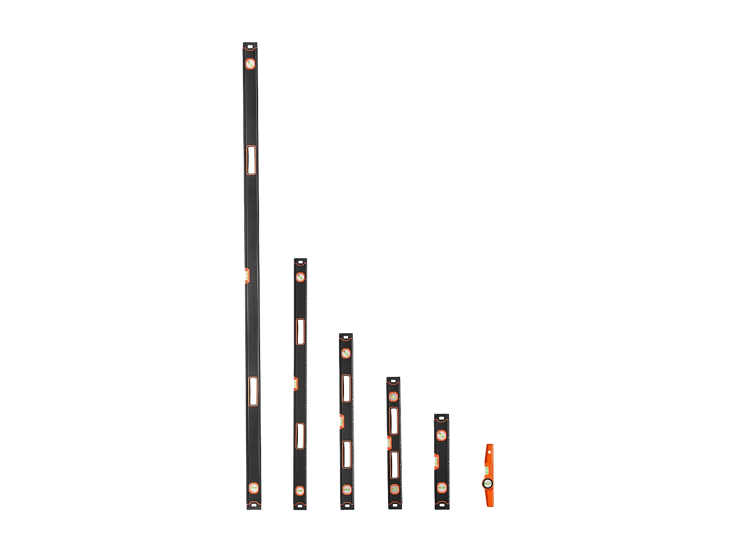 Niveau à Torpille Magnétique SucceBuy, Niveaux Magnétiques, avec Fioles à Bulle, 6 Pièces, 198/122/81/61/41/25 cm