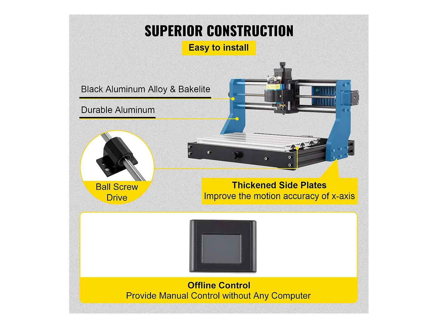 Machine à Graver, SucceBuy Machine CNC 3018 Pro, Graveur Laser 2500 mW pour Bois, Plastique, Cuir