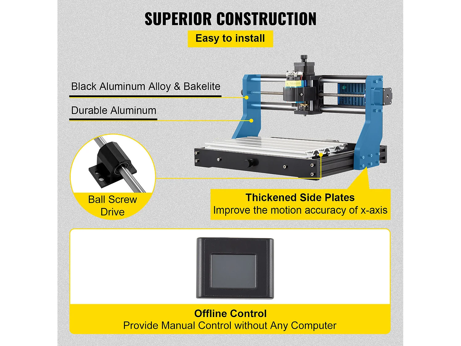 Machine à Graver, SucceBuy Machine CNC 3018 Pro, Graveur Laser 2500 mW pour Bois, Plastique, Cuir
