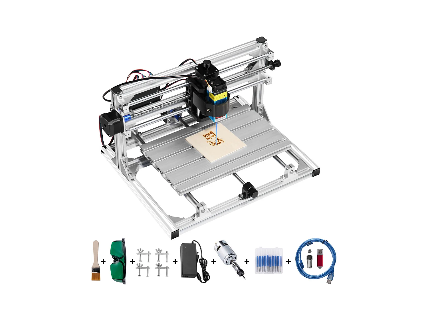 Machine à Graver, SucceBuy Kit de Gravure 3 Axes CNC 3018 DIY avec Laser 500 mW, Fraiseuse pour Bois, PCB