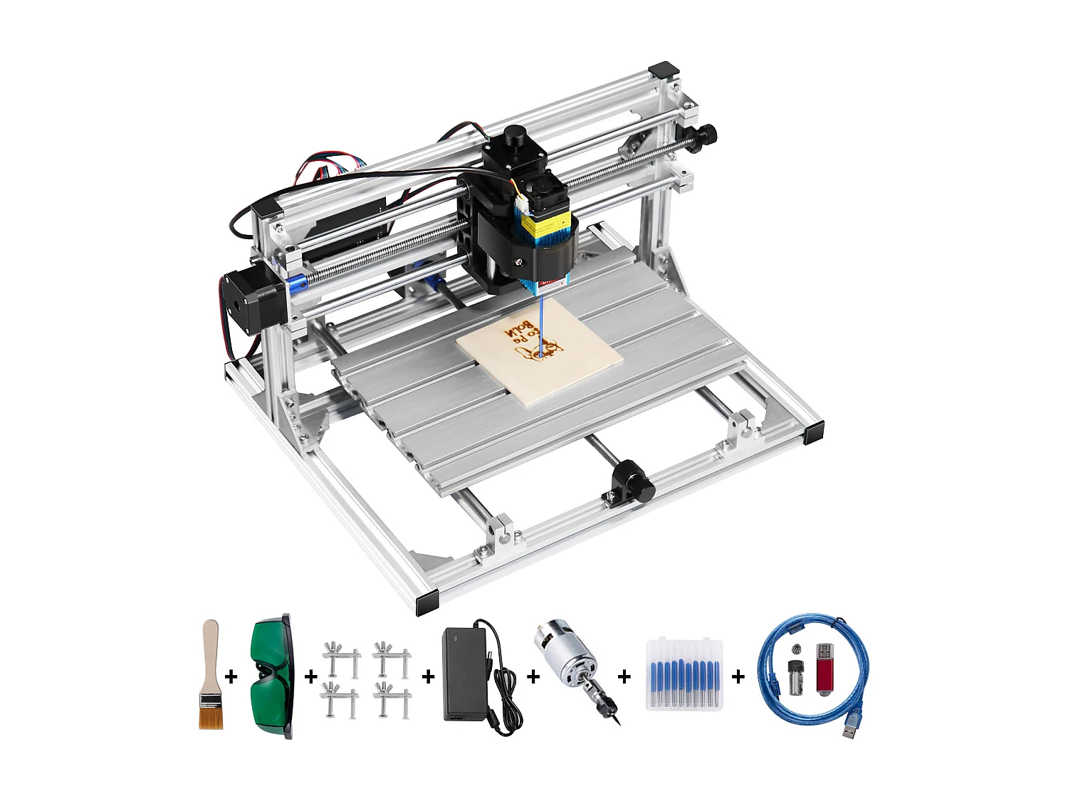 Machine à Graver, SucceBuy Kit de Gravure 3 Axes CNC 3018 DIY avec Laser 500 mW, Fraiseuse pour Bois, PCB