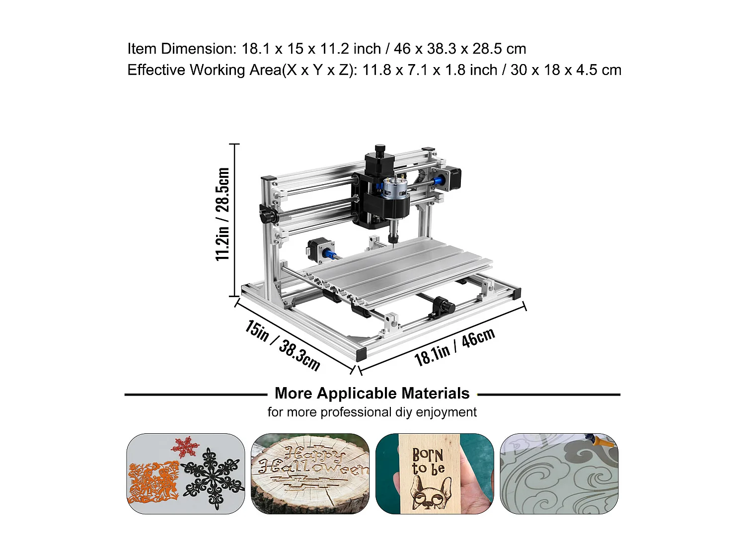 Machine à Graver, SucceBuy Kit de Gravure 3 Axes CNC 3018 DIY avec Laser 500 mW, Fraiseuse pour Bois, PCB
