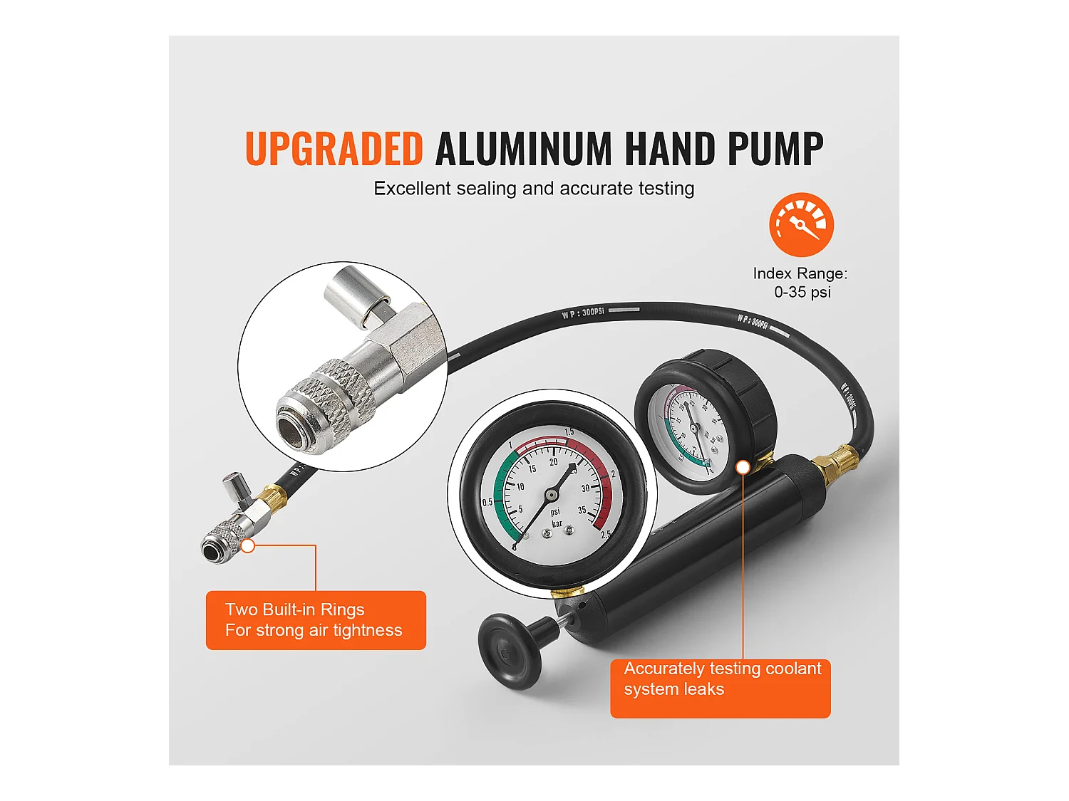 Kit Testeur de Pression, SucceBuy Kit de Testeur de Pression de Radiateur 28 Pièces, Aspirateur et Recharge de Liquide de Refroidissement, Adaptateurs