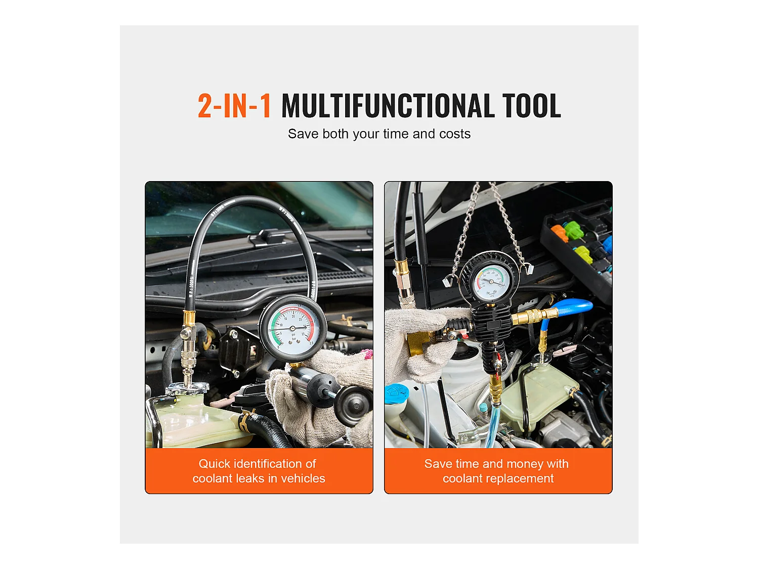 Kit Testeur de Pression, SucceBuy Kit de Testeur de Pression de Radiateur 28 Pièces, Aspirateur et Recharge de Liquide de Refroidissement, Adaptateurs