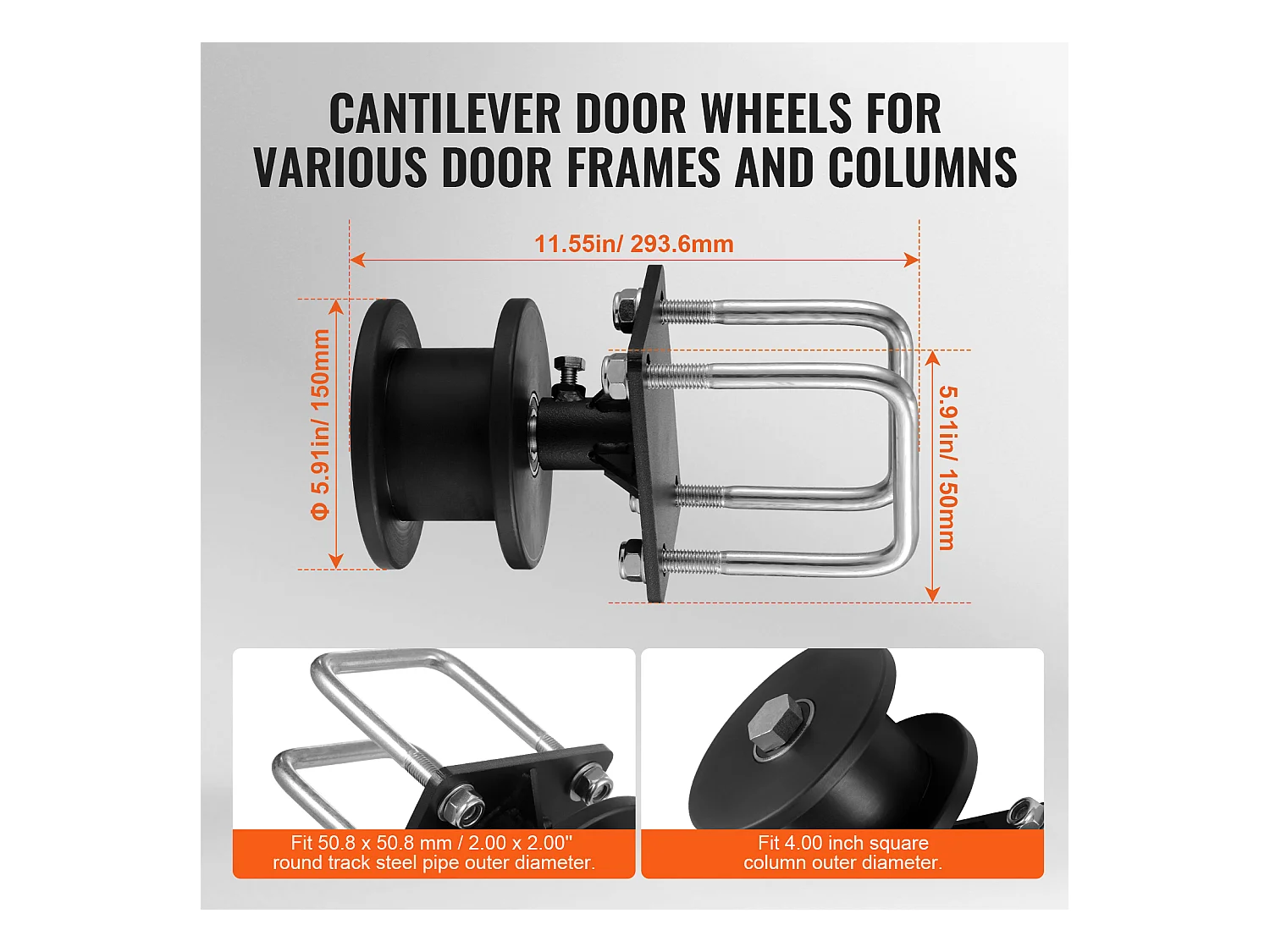 Kit de Portail Coulissant, SucceBuy Kit de Portail Coulissant, Rainure en H, 4 Roulettes pour Porte-à-Faux