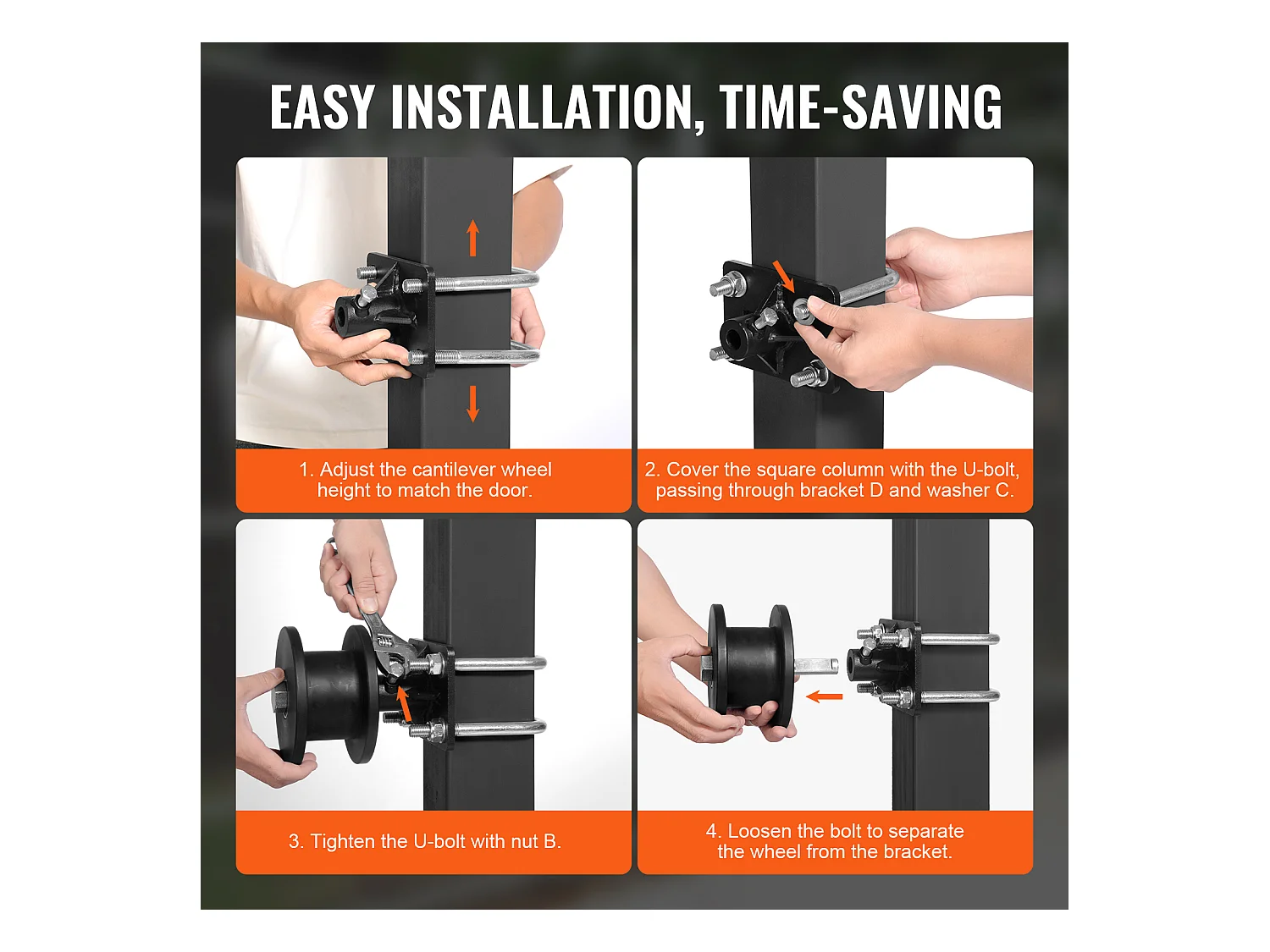 Kit de Portail Coulissant, SucceBuy Kit de Portail Coulissant, Rainure en H, 4 Roulettes pour Porte-à-Faux