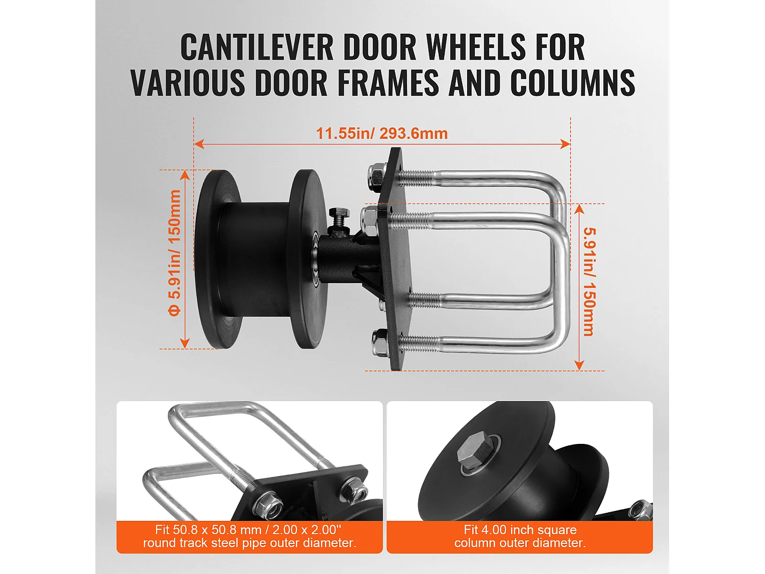 Kit de Portail Coulissant, SucceBuy Kit de Portail Coulissant, Rainure en H, 4 Roulettes pour Porte-à-Faux