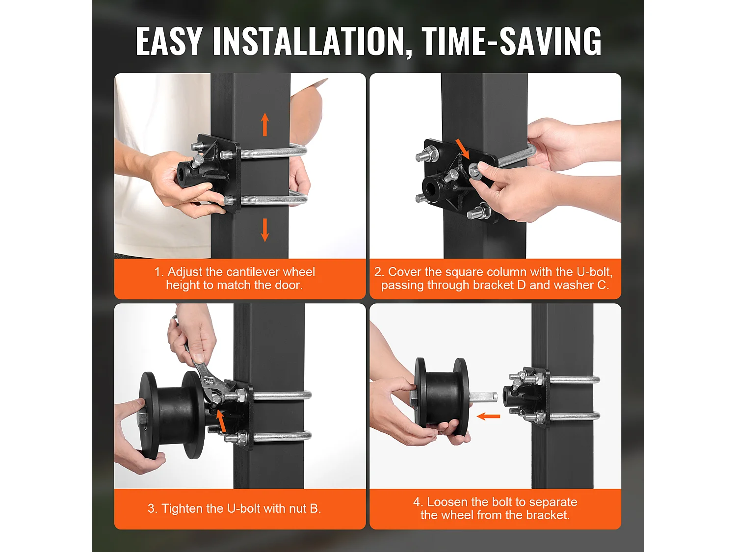 Kit de Portail Coulissant, SucceBuy Kit de Portail Coulissant, Rainure en H, 4 Roulettes pour Porte-à-Faux