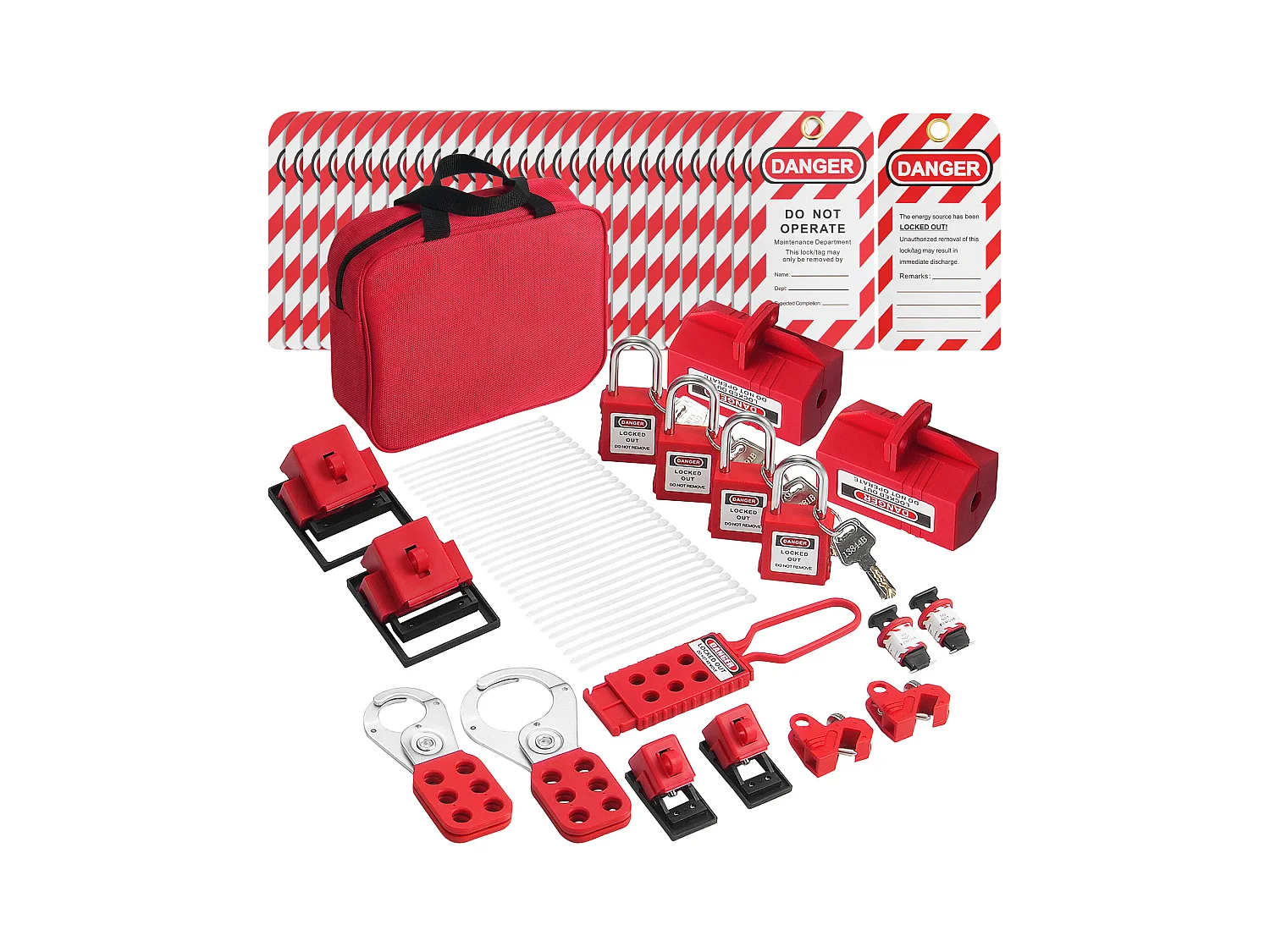Kit de Serrures de Verrouillage, SucceBuy Kit de Verrouillage et d'Étiquetage Électrique 47 Pièces avec Cadenas, Moraillons, Étiquettes et Sac