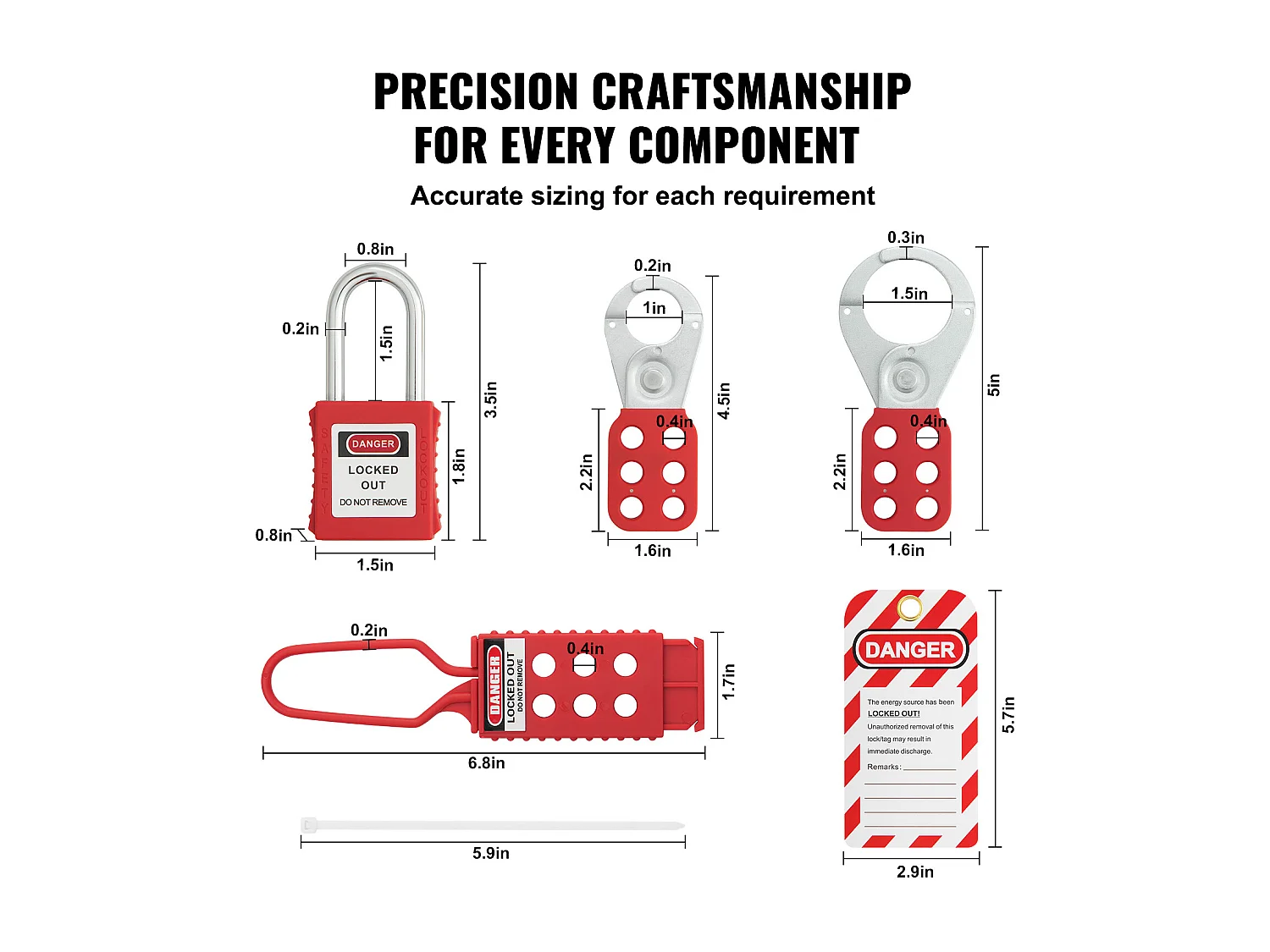 Kit met Vergrendelingsloten, SucceBuy Elektrische Vergrendelings- en Labelkit 47 Stuks met Hangsloten, Schakels, Labels en Zak