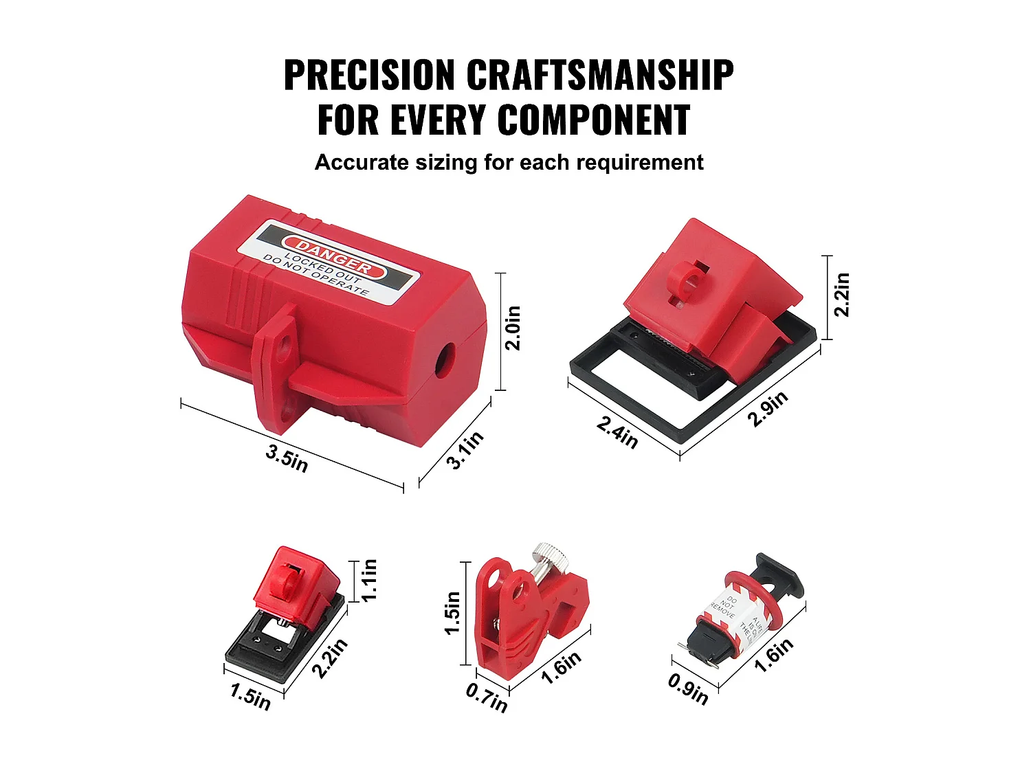 Kit met Vergrendelingsloten, SucceBuy Elektrische Vergrendelings- en Labelkit 47 Stuks met Hangsloten, Schakels, Labels en Zak