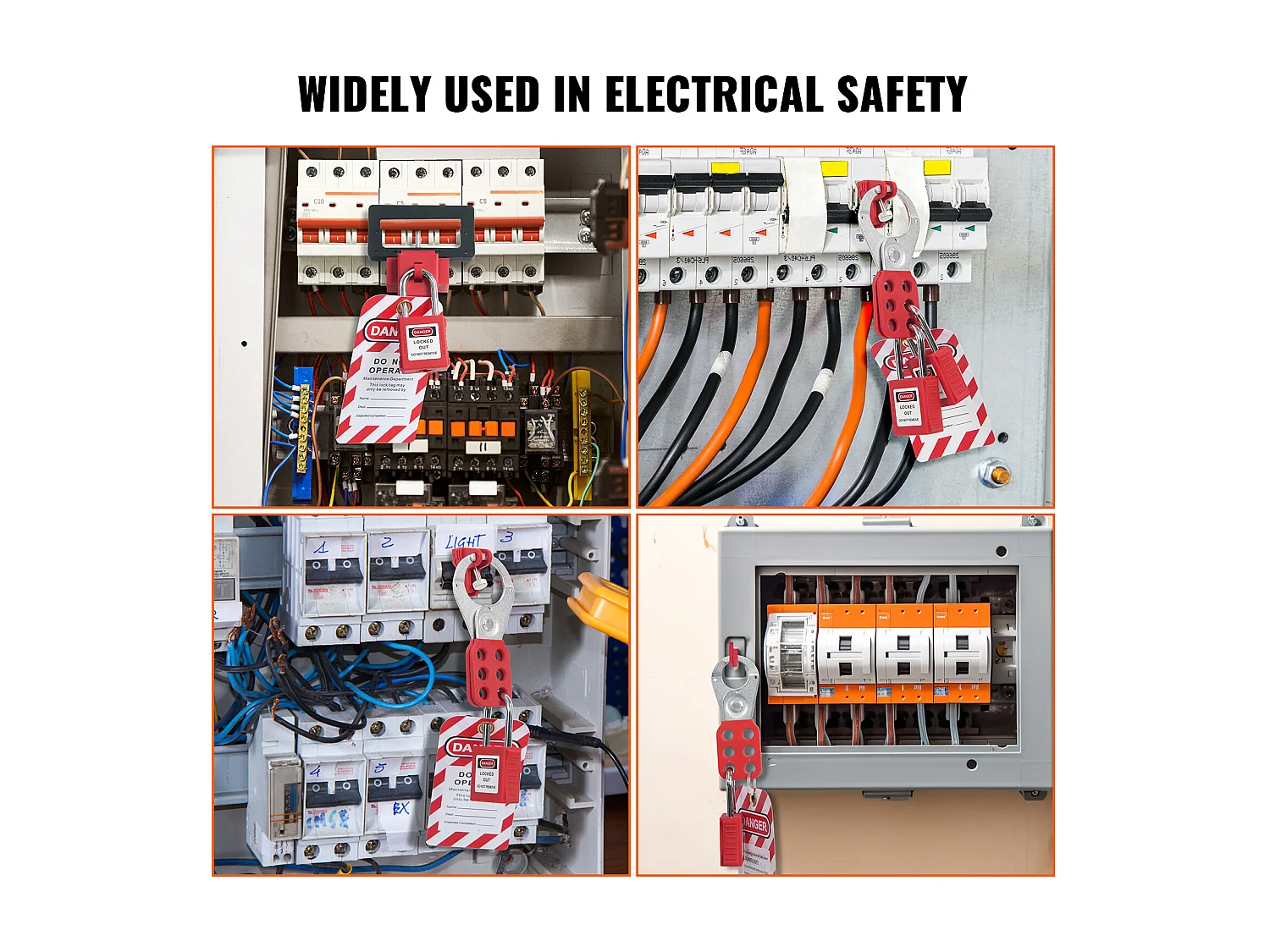 Kit met Vergrendelingsloten, SucceBuy Elektrische Vergrendelings- en Labelkit 47 Stuks met Hangsloten, Schakels, Labels en Zak